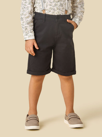 Juniors Collared Long Sleeves Shirt and Shorts Set with Suspender Detail-boys-clothing-setsandcoords-image-4