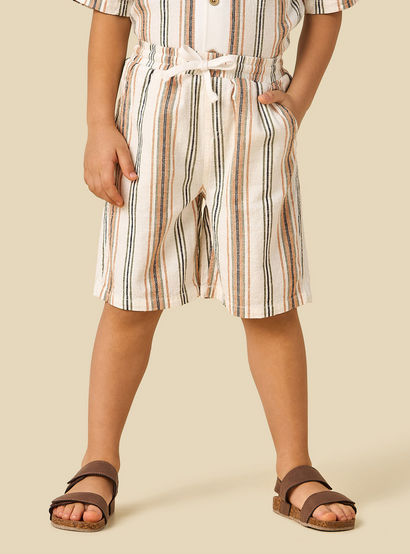 Juniors Collared Short Sleeves Shirt and Shorts Set with Stripes-boys-clothing-setsandcoords-image-4