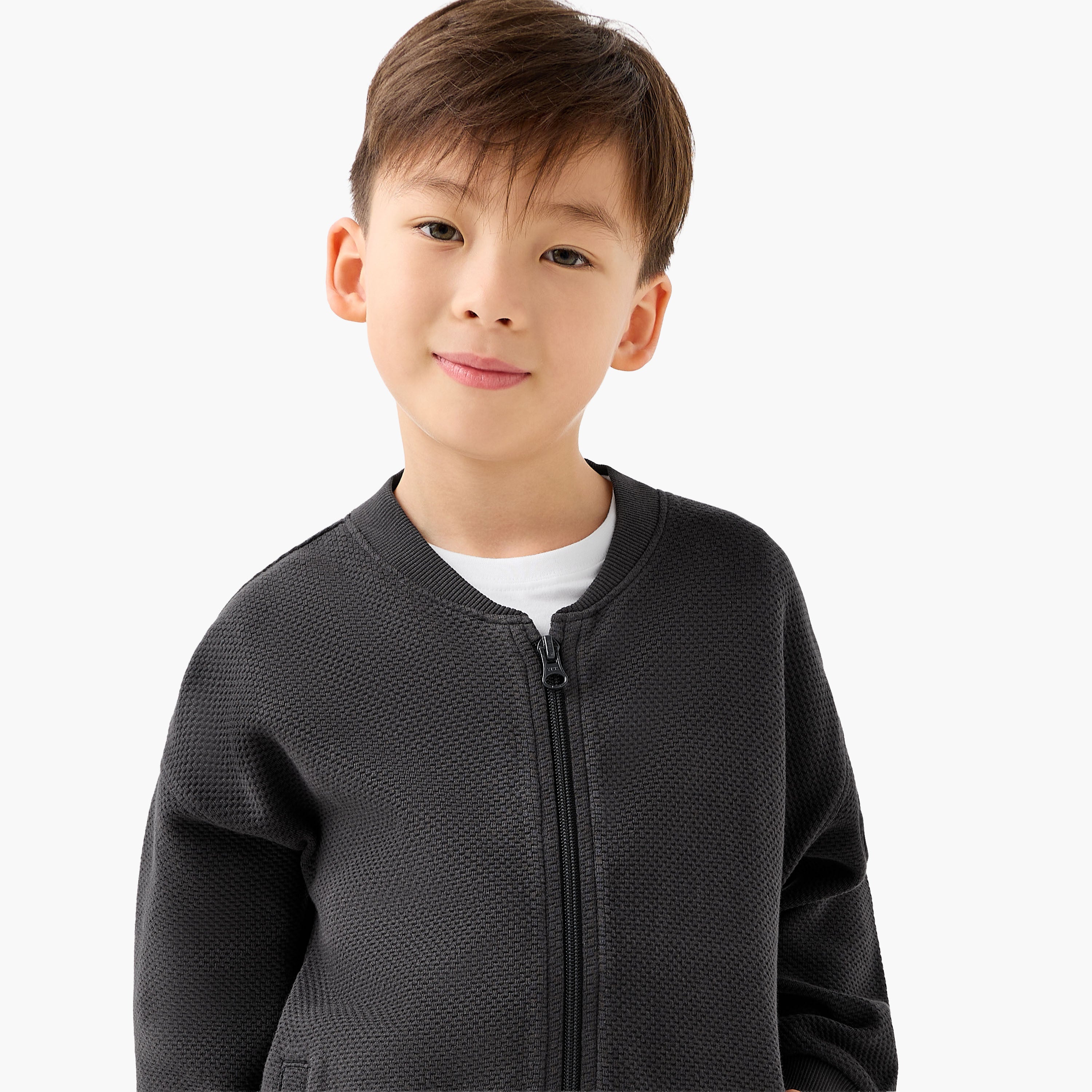 Juniors Mandari Collar Long Sleeves Jacket and Joggers Set with Zip Closure