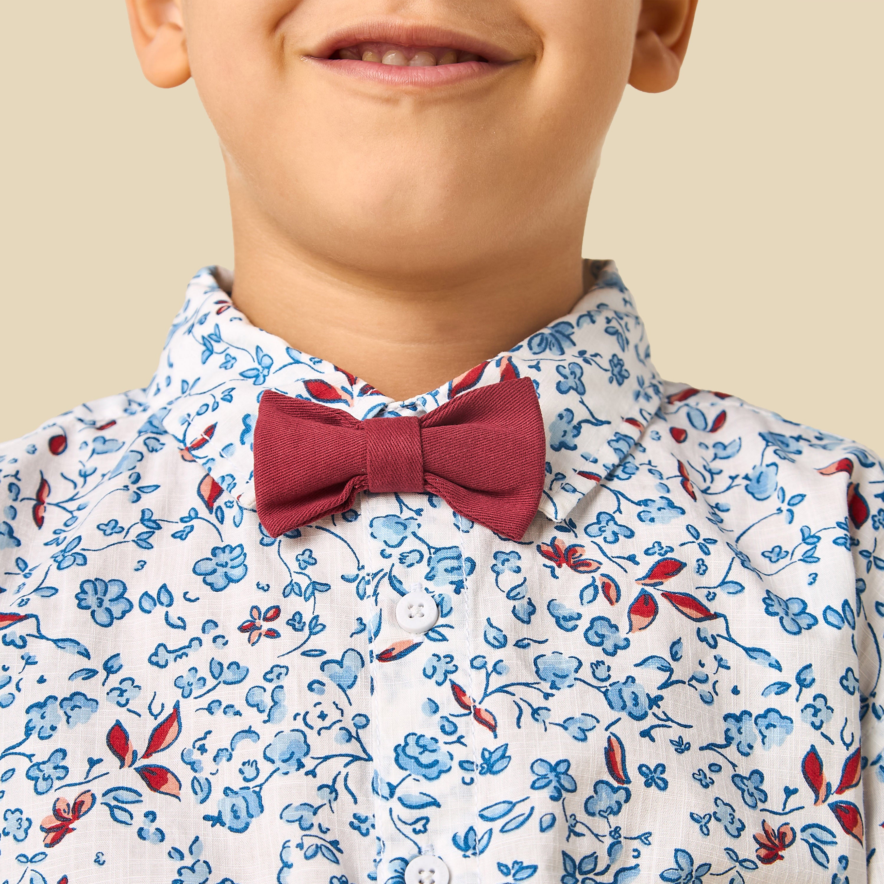 Juniors Collared Long Sleeves Shirt and Shorts Set with Floral Print
