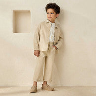 Juniors Collared Neck Long Sleeve Shacket and Pants Set with Pocket-undefined-image-1