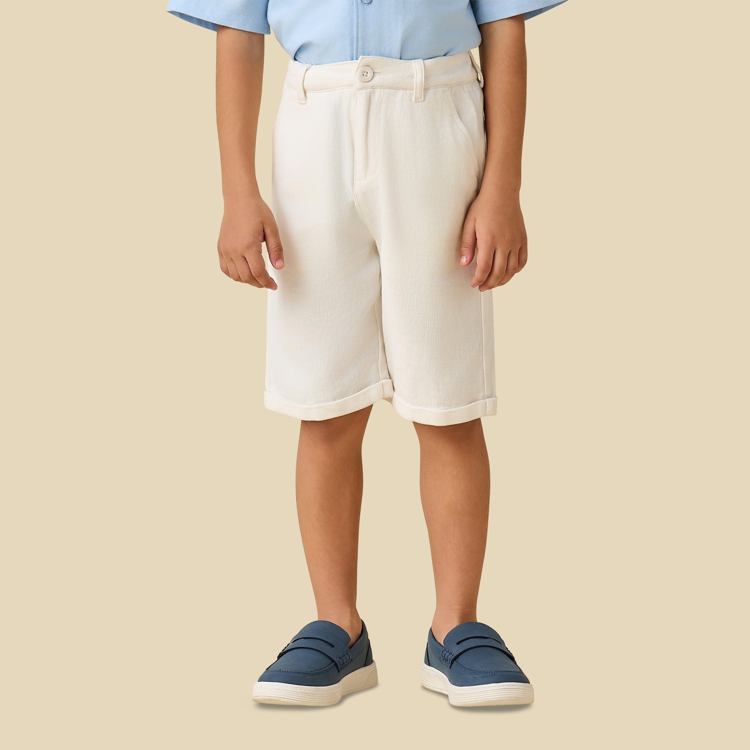 Juniors Camp Collar Short Sleeve Shirt and Shorts Set with Embroidery