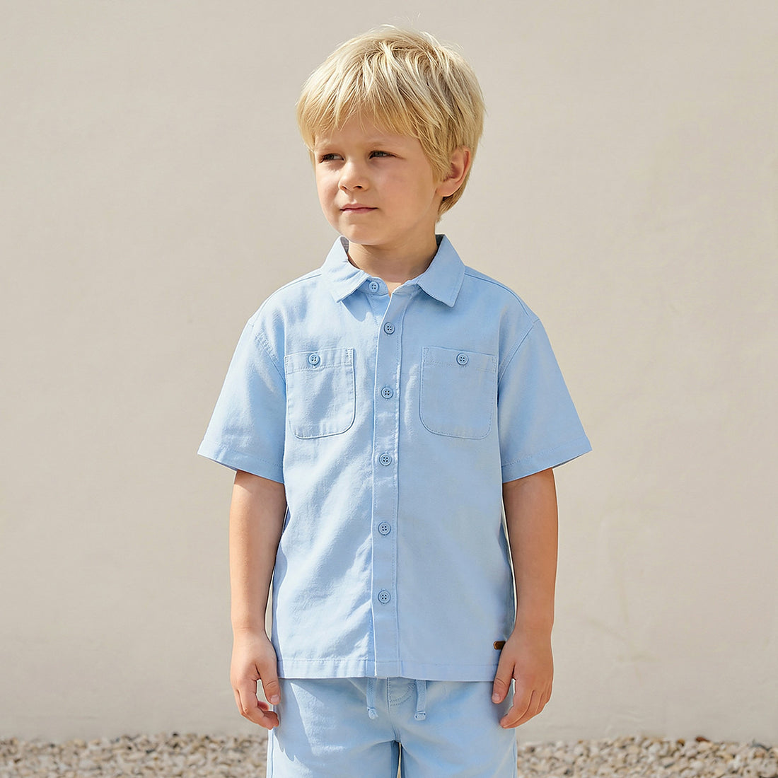 Eligo Collared Short Sleeves Shirt and Shorts Set with Pockets