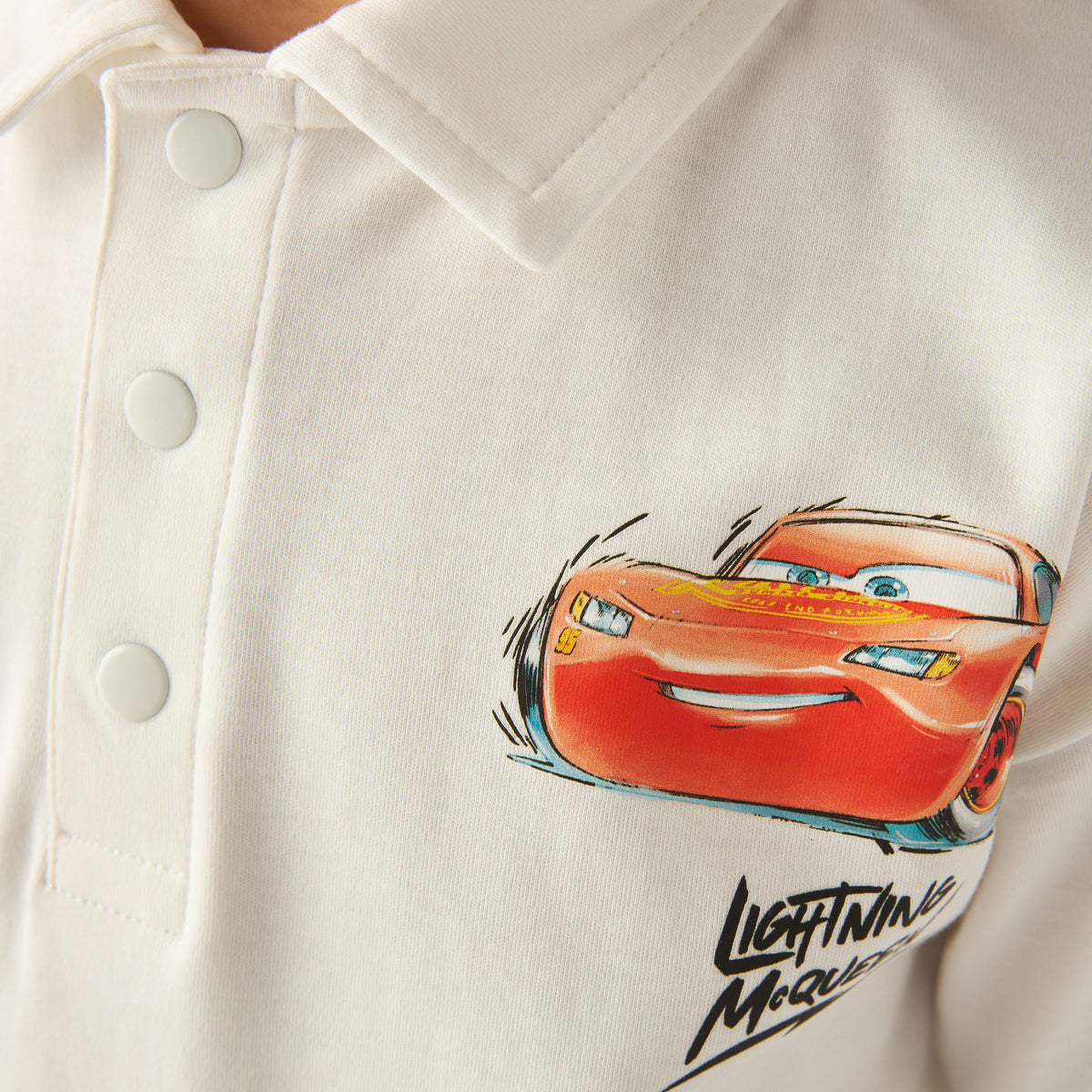 Disney Collared Short Sleeve Polo T-shirt and Shorts Set with Lightning McQueen Print