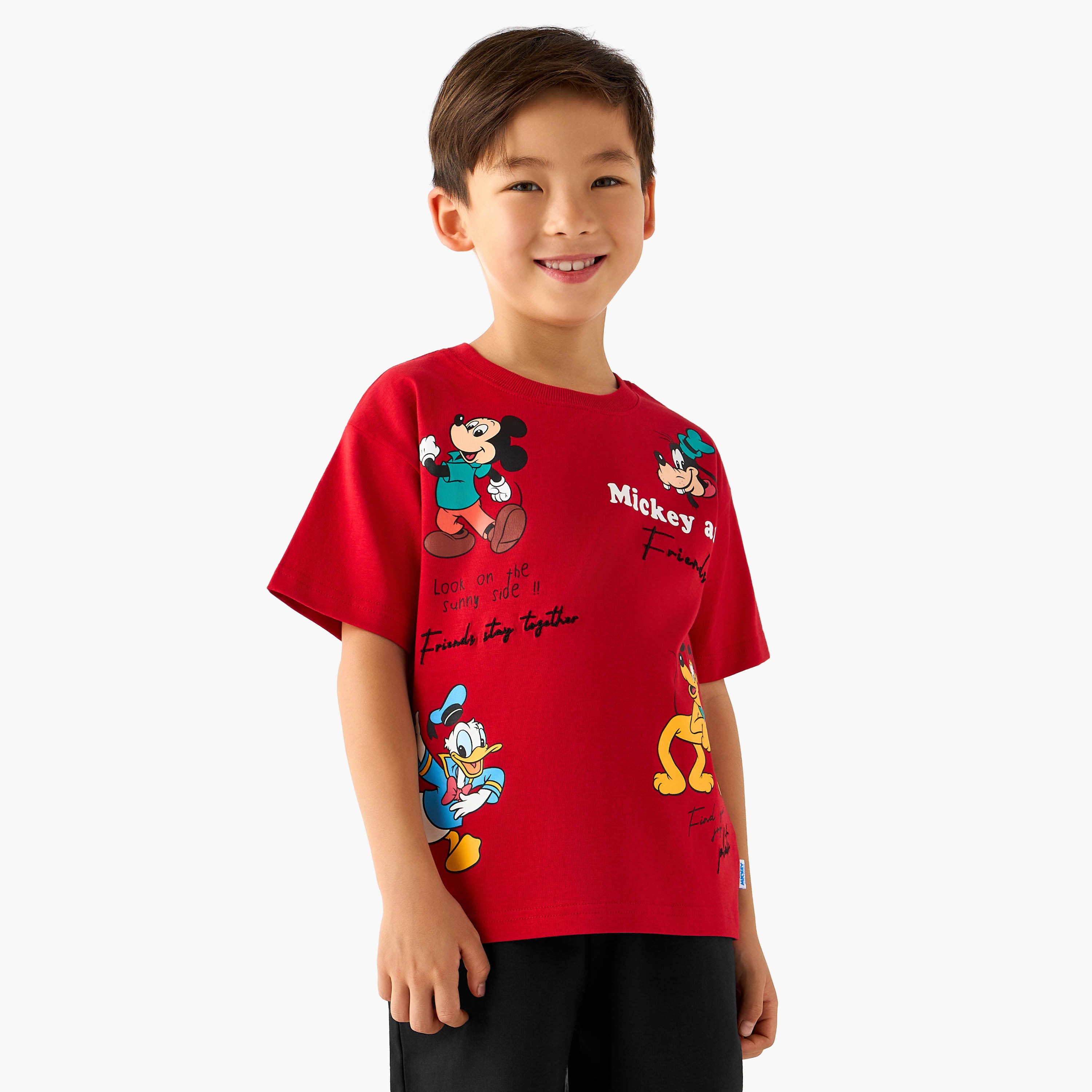 Disney Crew Neck Short Sleeve T-shirt and Shorts Set with Drawstring Closure
