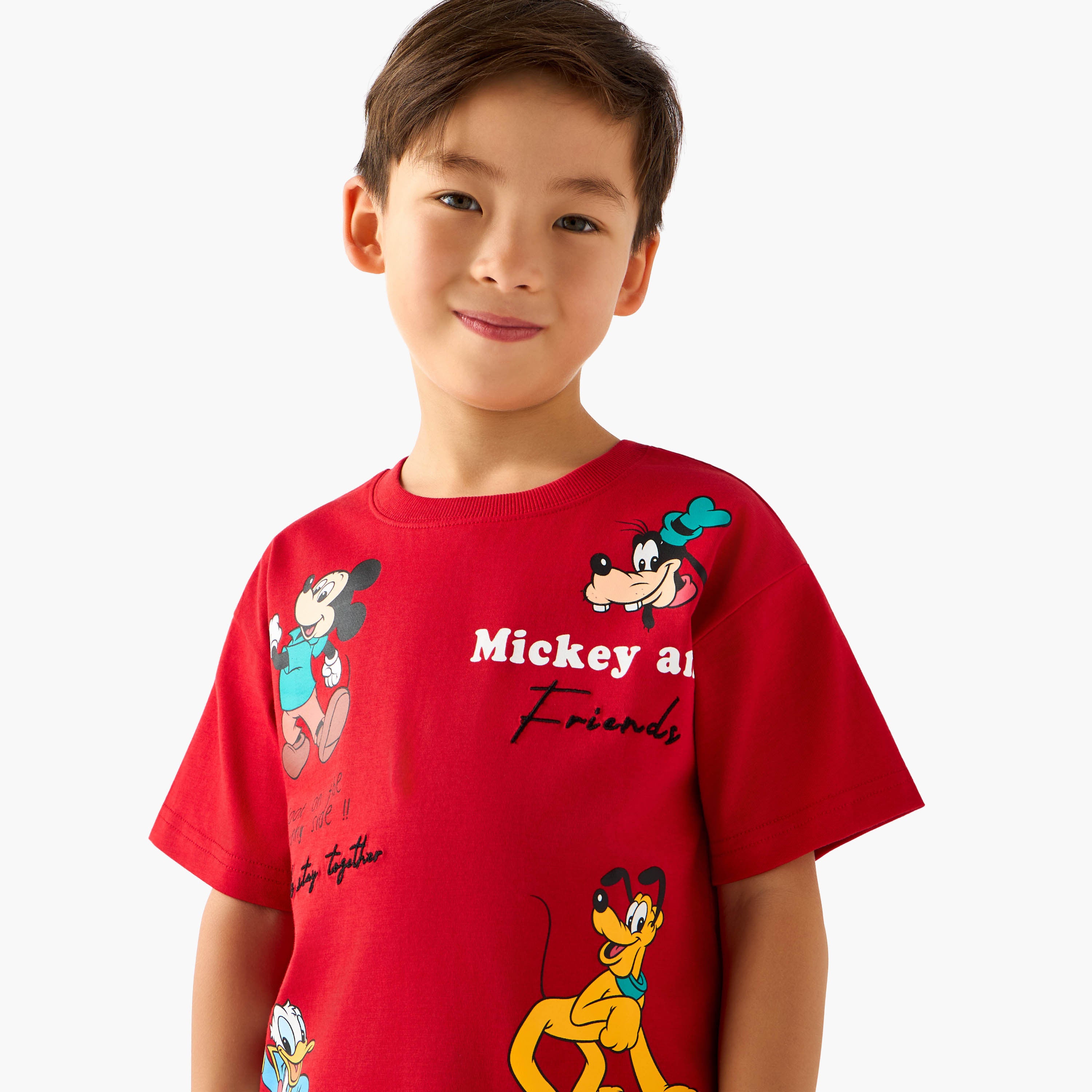 Disney Crew Neck Short Sleeve T-shirt and Shorts Set with Drawstring Closure