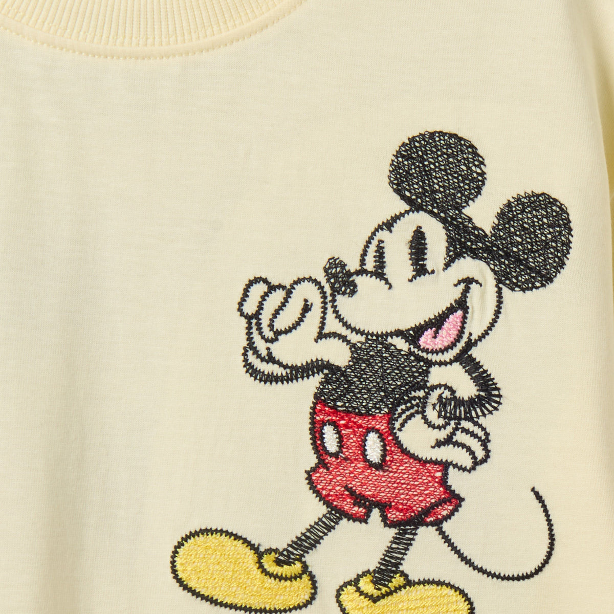 Disney Crew Neck Short Sleeve T-shirt and Shorts Set with Mickey Mouse Embroidery