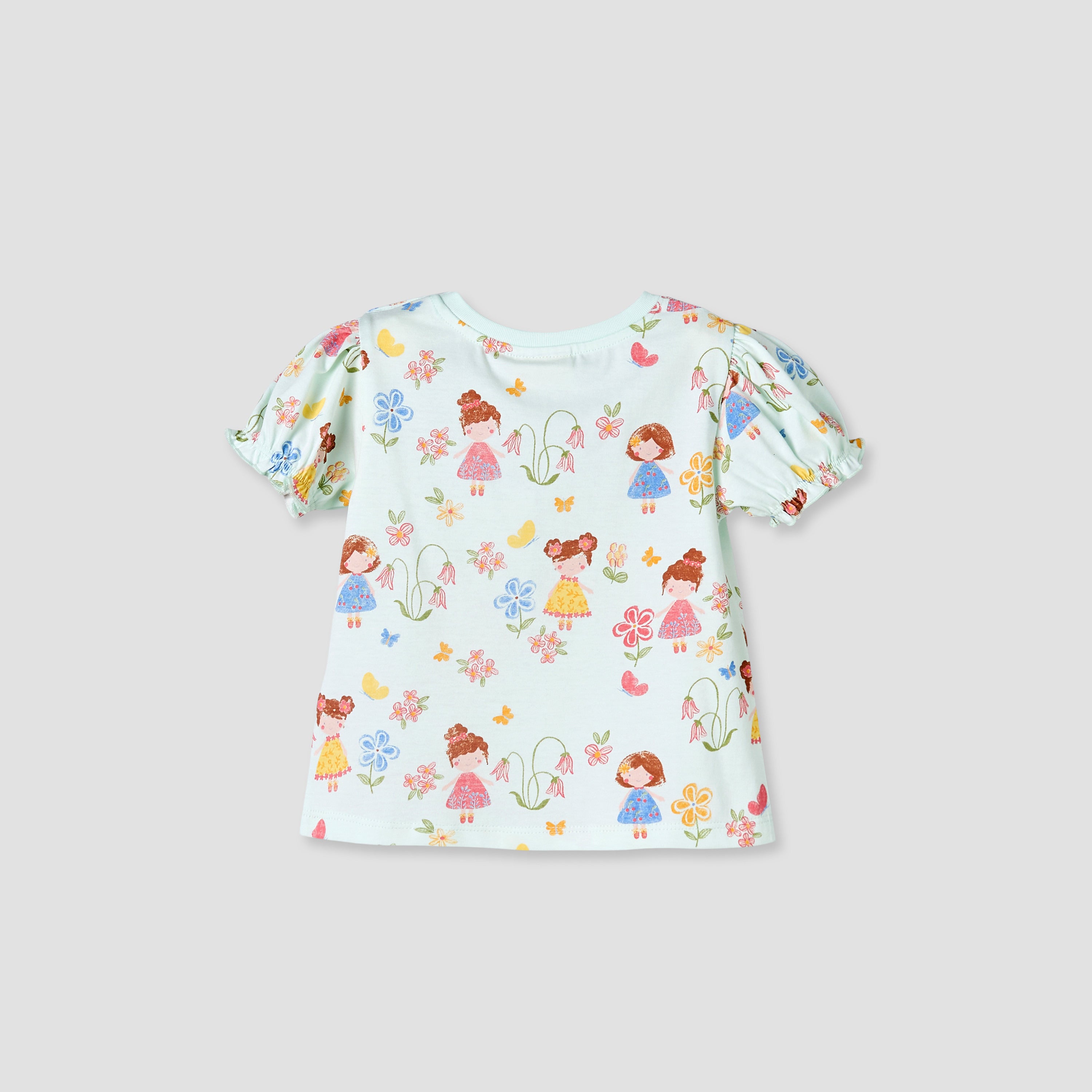 Juniors Crew Neck Short Sleeves T-shirt with Floral Print