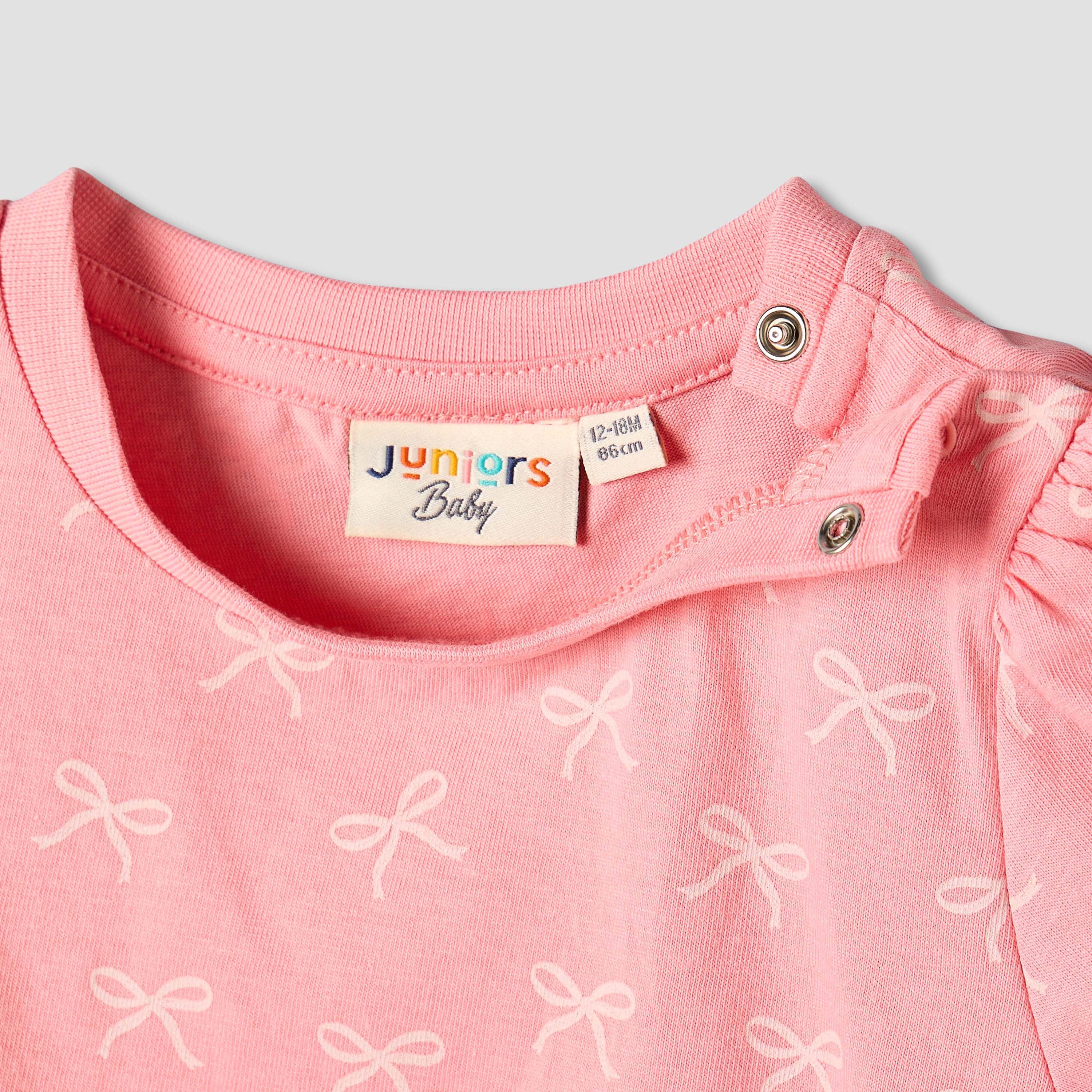 Juniors Crew Neck Short Sleeves T-shirt with Floral Print