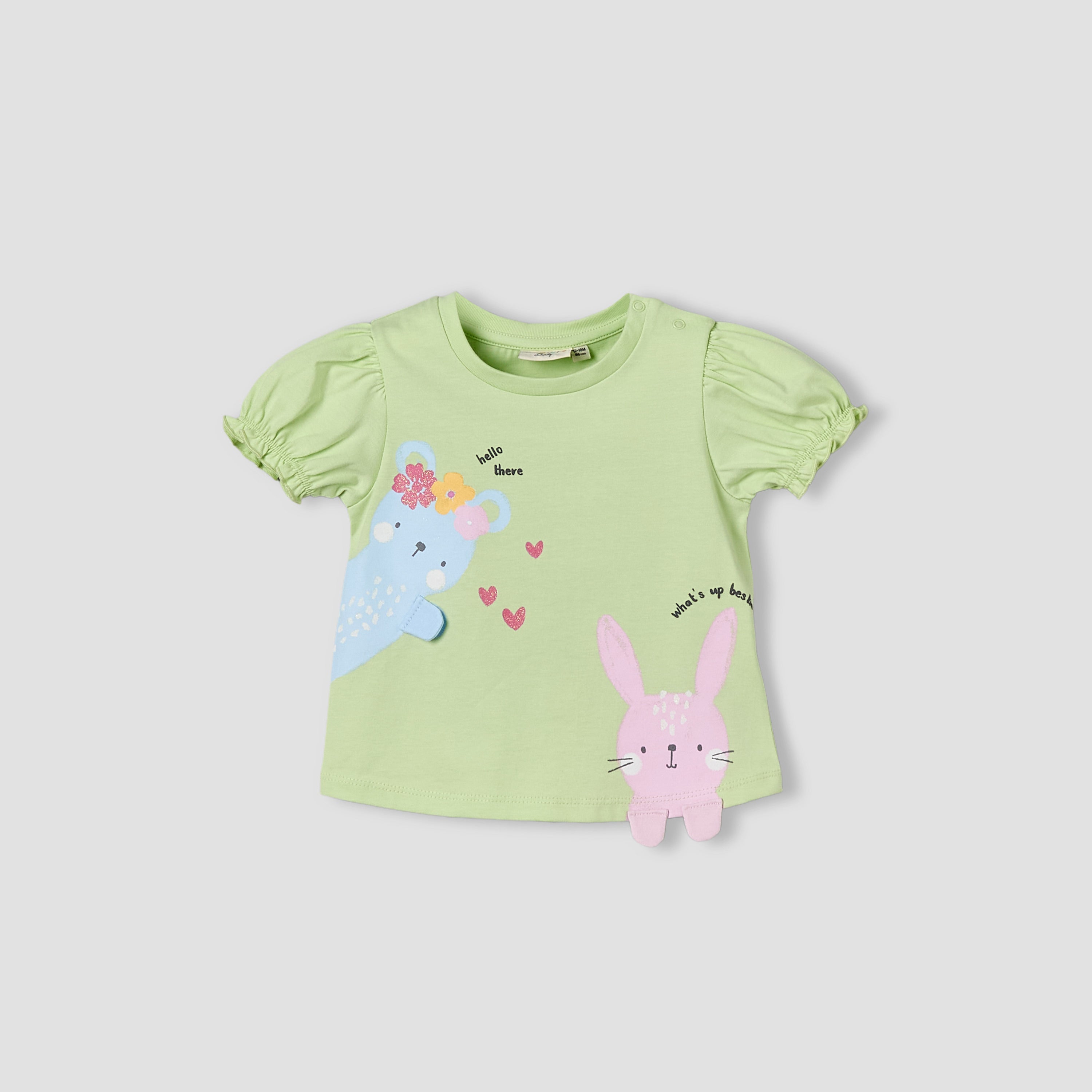Pack of 3 Juniors Crew Neck Short Sleeves T-shirt with Bunny Print