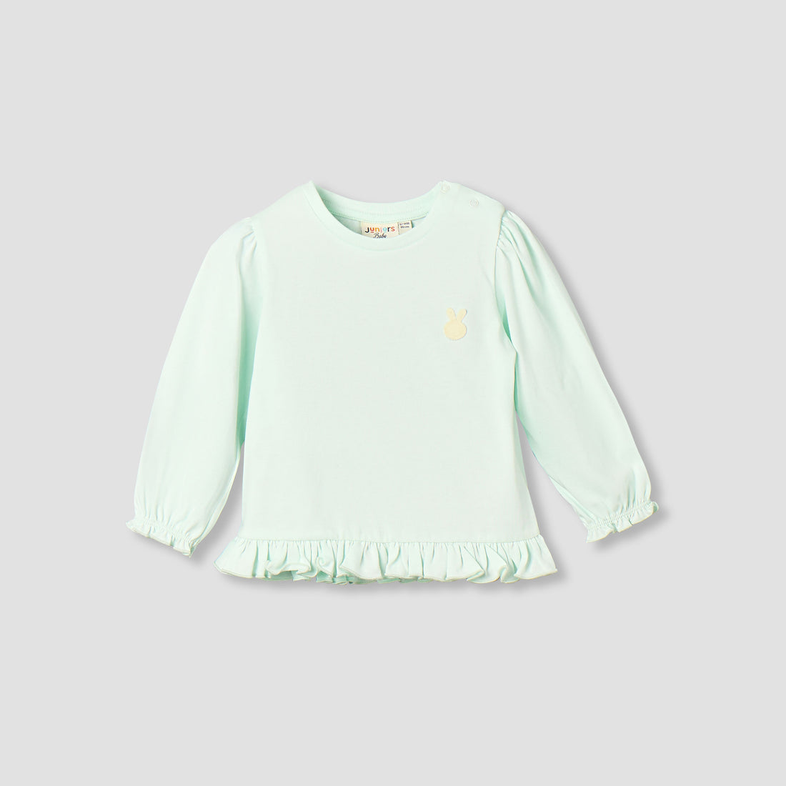 Juniors Crew Neck Long Sleeves T-shirt with Heart Applique