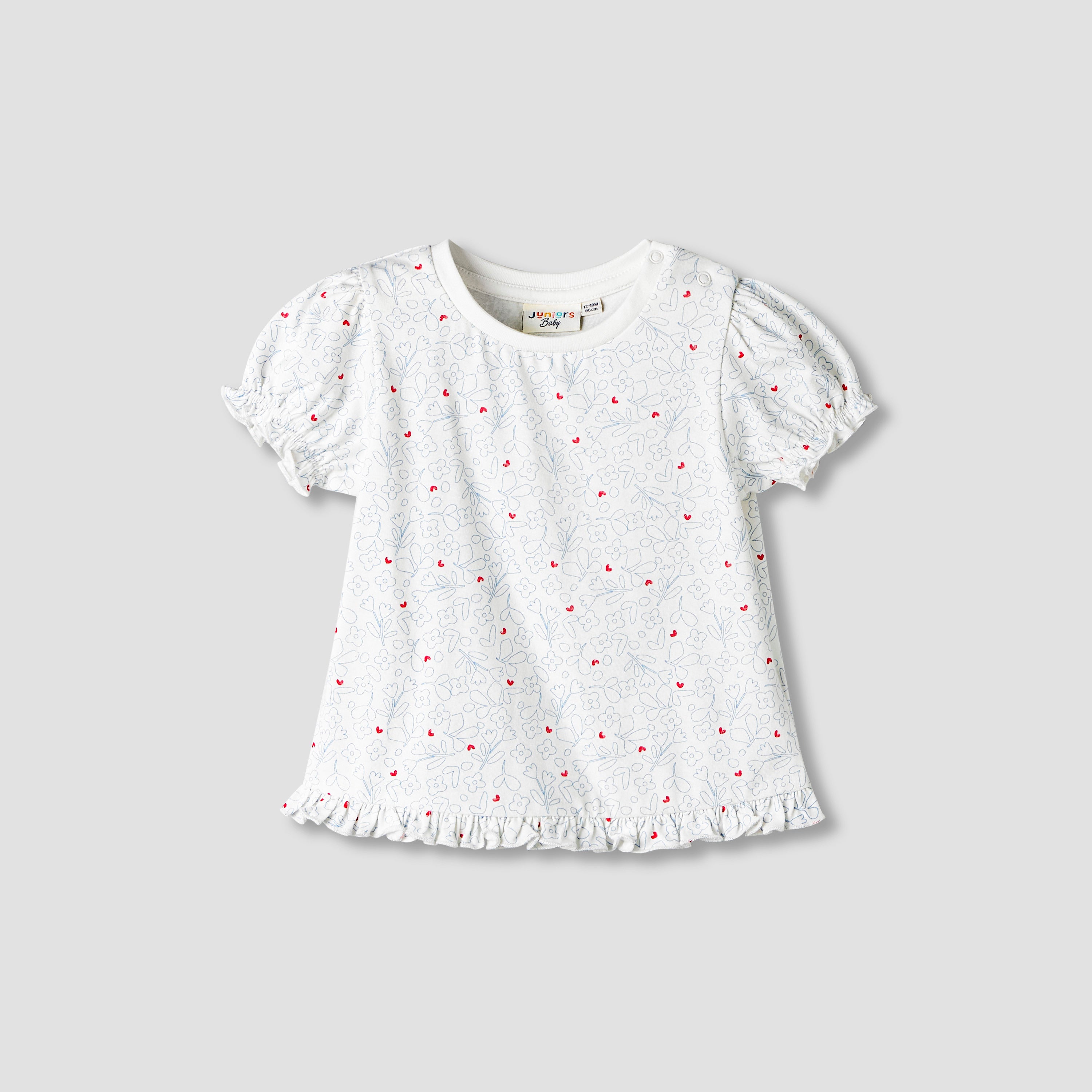 Pack of 2 Juniors Round Neck Short Sleeves T-shirt with Ruffled Hem