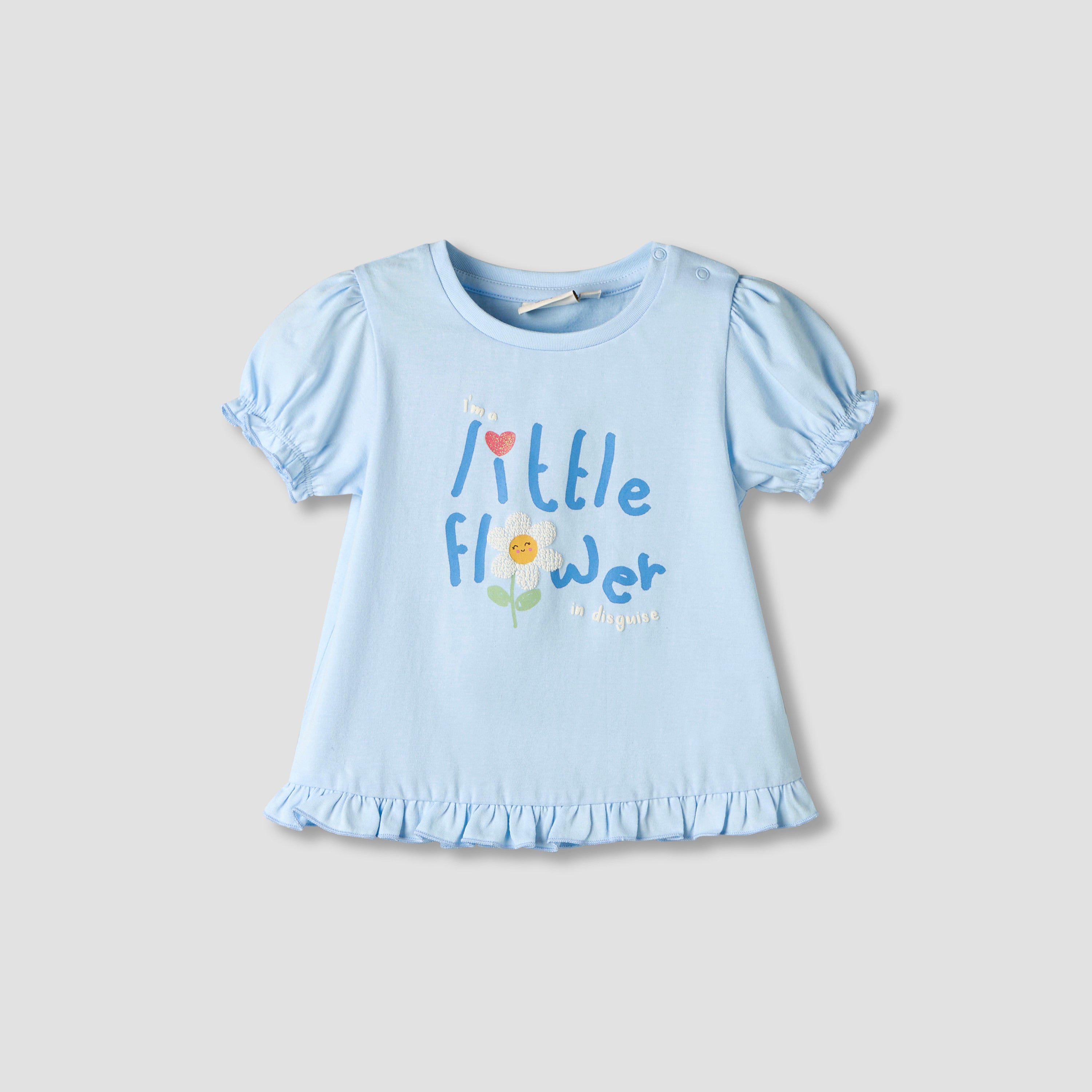 Pack of 2 Juniors Round Neck Short Sleeves T-shirt with Ruffled Hem