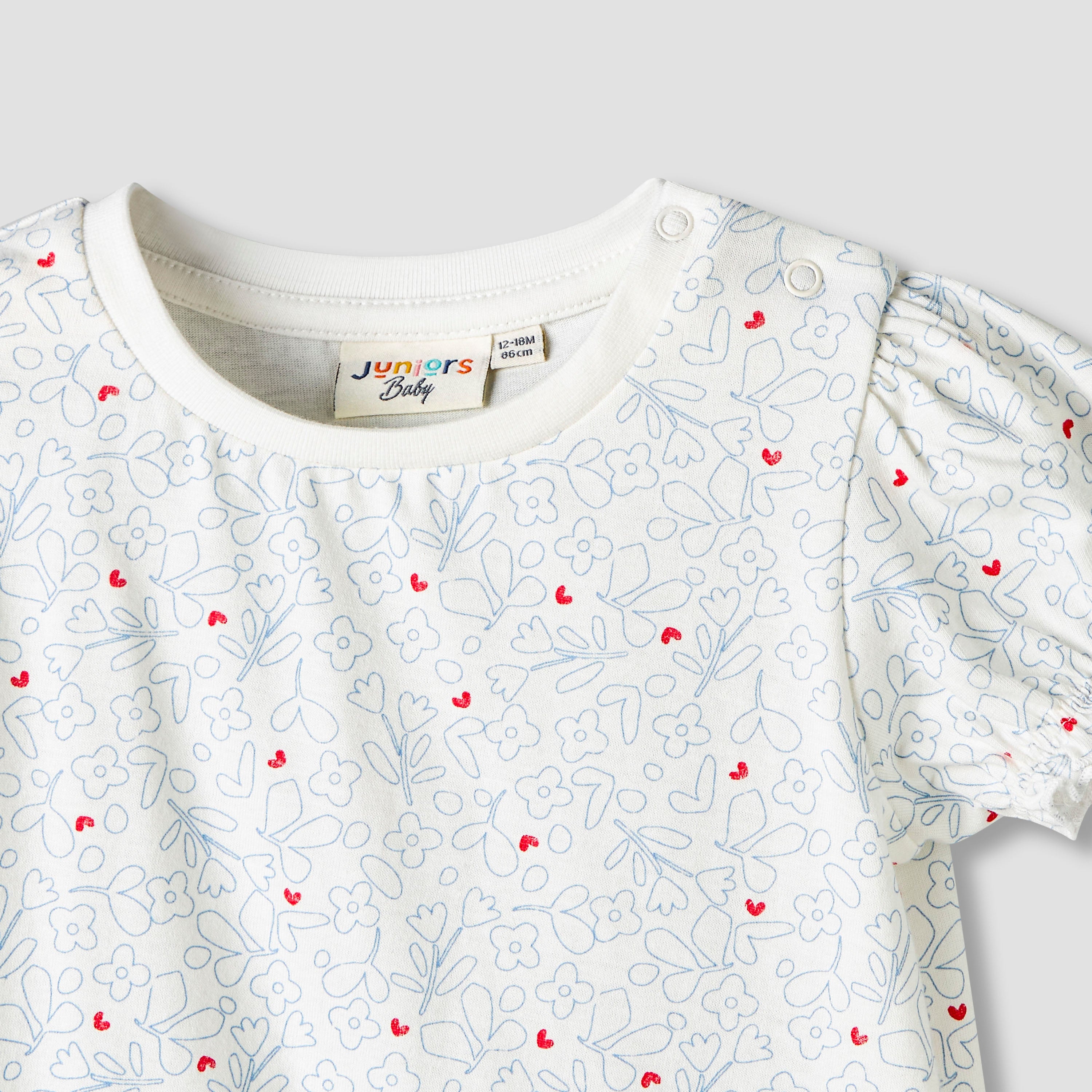 Pack of 2 Juniors Round Neck Short Sleeves T-shirt with Ruffled Hem