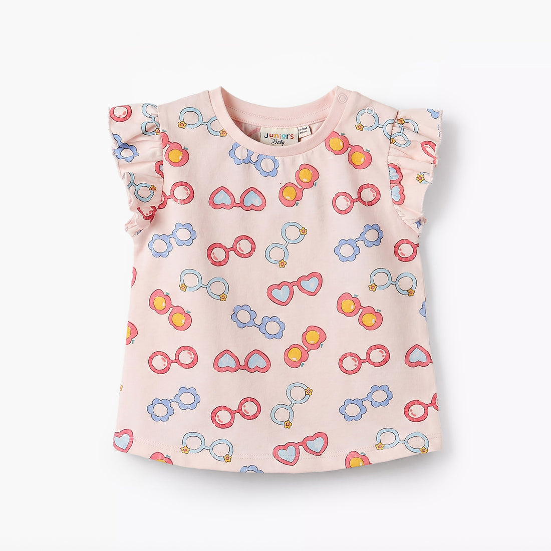 Juniors Round Neck Sleeveless T-shirt with Sunglass Print - Multicolour / 12-18 mths