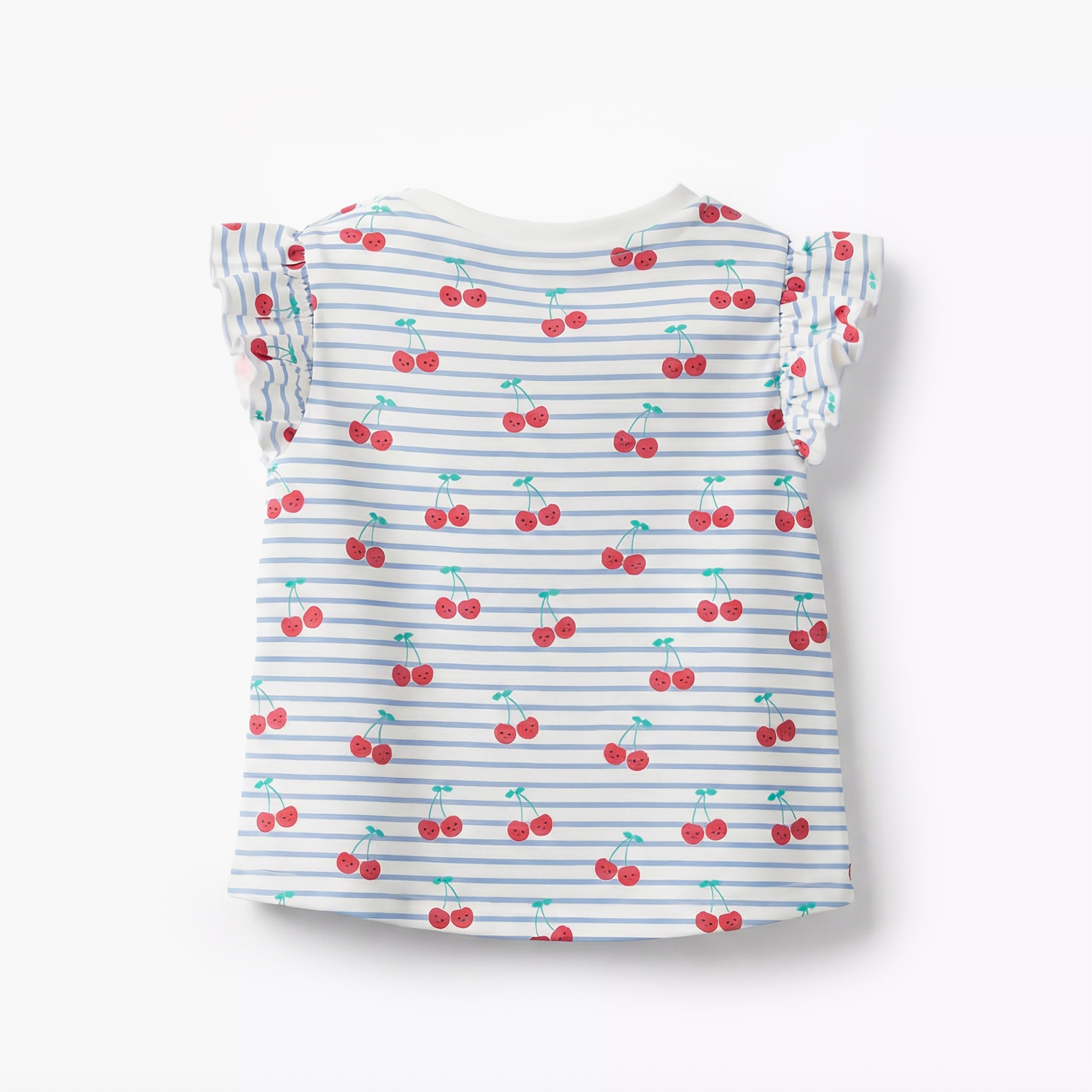 Juniors Crew Neck Sleeveless T-shirt with Cherry Print