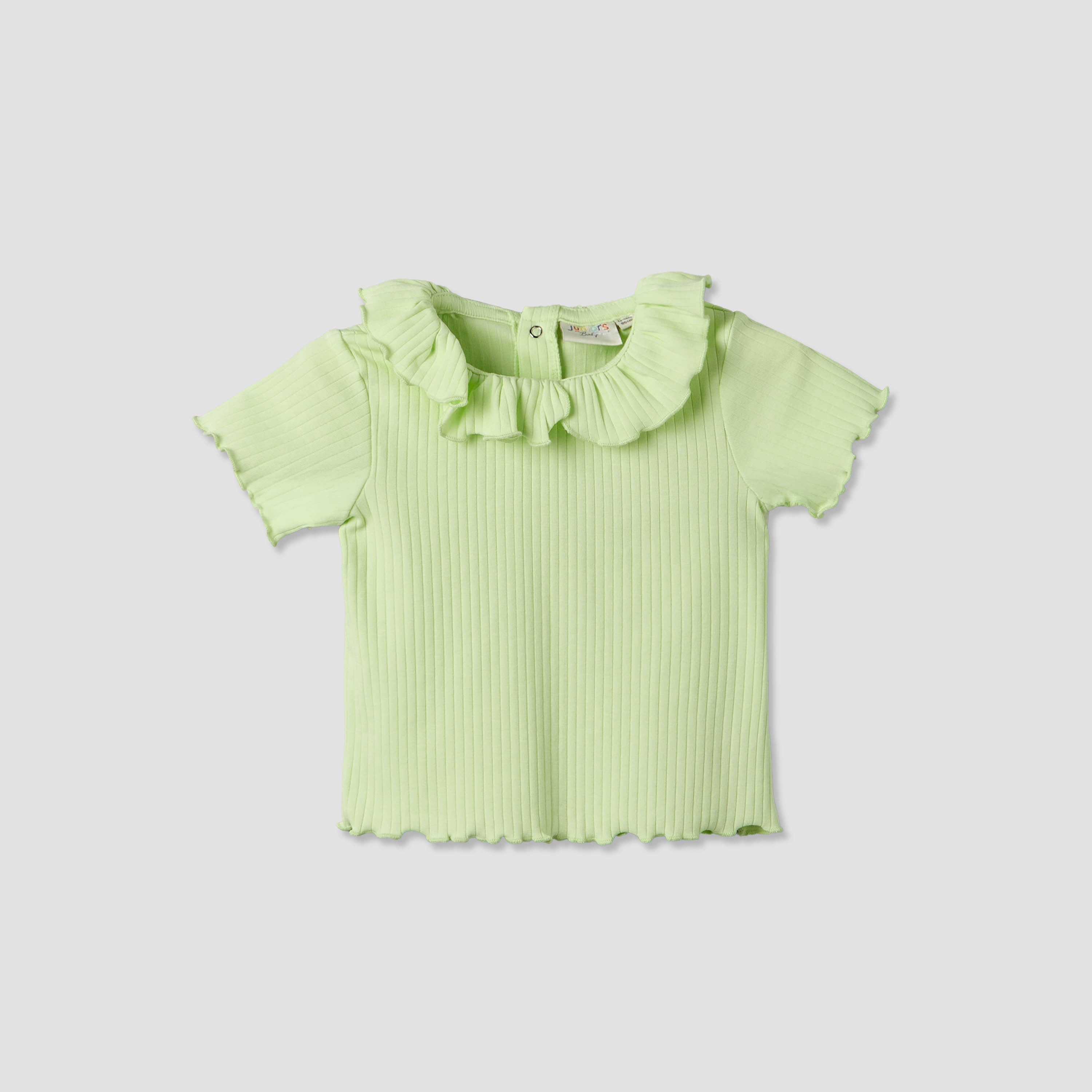 Juniors Round Neck Short Sleeves T-shirt with Ribbed Design - Green / 12-18 mths