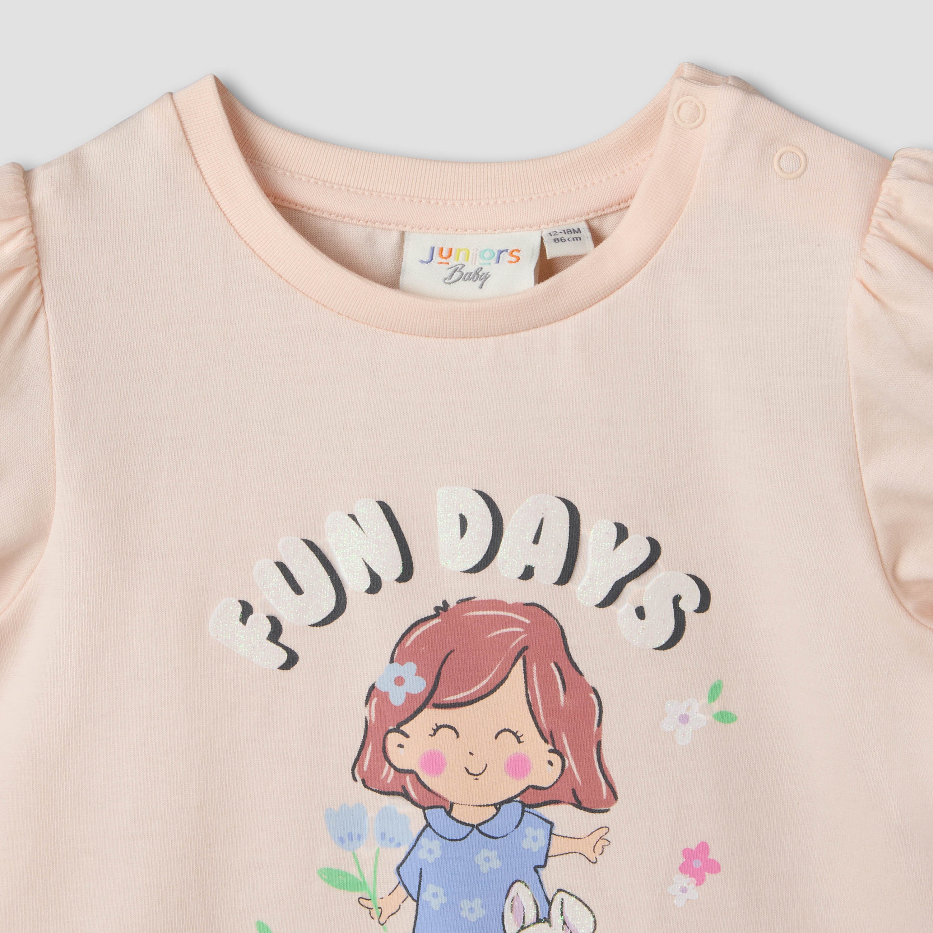 Pack of 2 Juniors Crew Neck Short Sleeves T-shirt with Prints