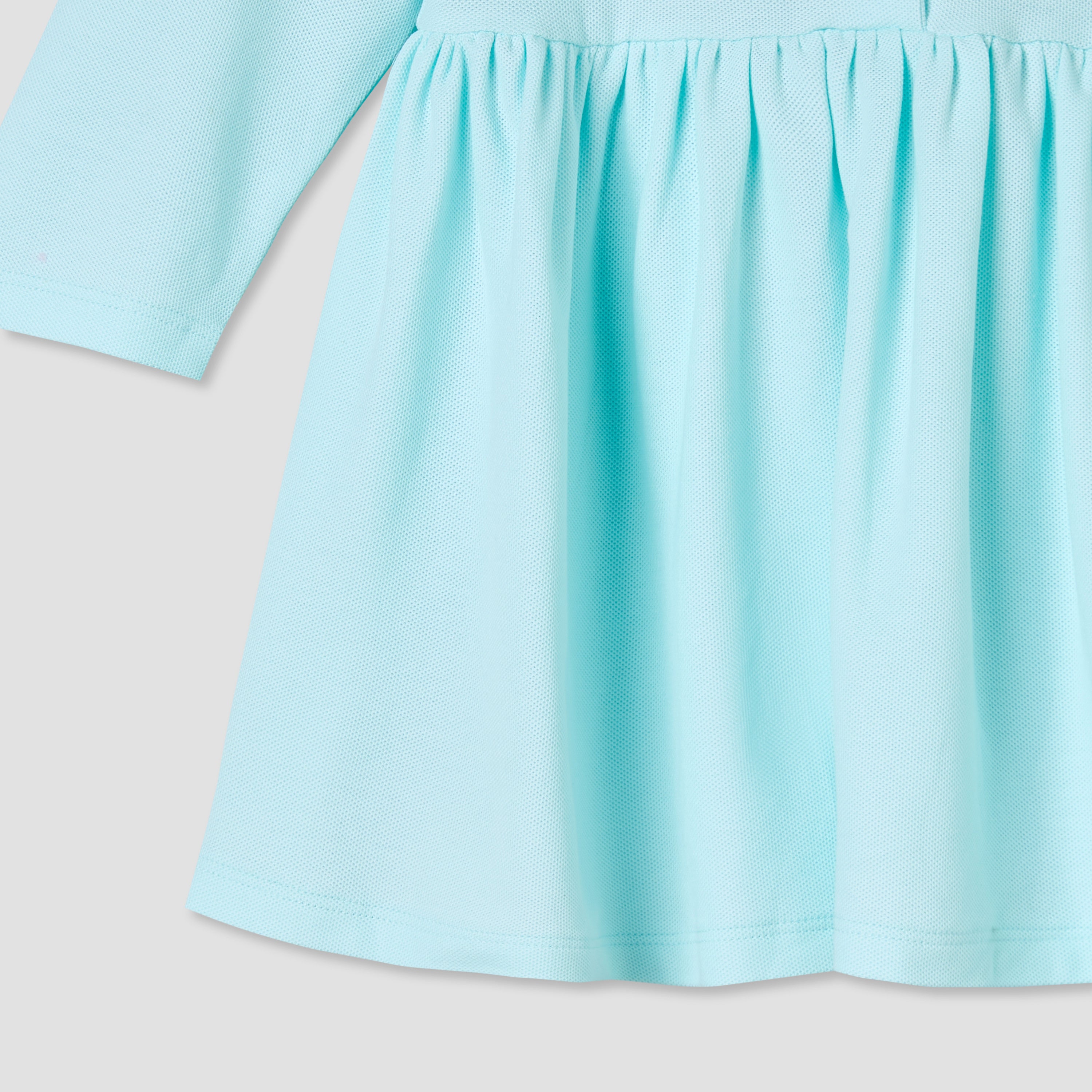 Juniors Scallop Neck Long Sleeves A-line Dress with Floral Embroidery