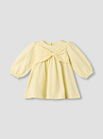 Juniors Round Neck Long Sleeves A-line Dress with Bow Accent-baby-girls-clothing-dressesandjumpsuits-image-1