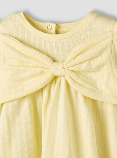 Juniors Round Neck Long Sleeves A-line Dress with Bow Accent-baby-girls-clothing-dressesandjumpsuits-image-3