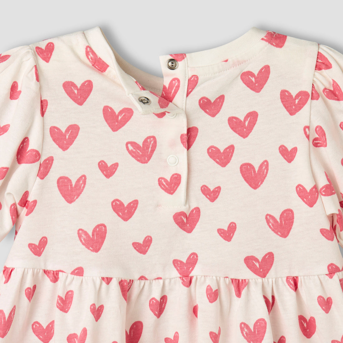 Juniors Round Neck Short Sleeves A-line Dress with Heart Print