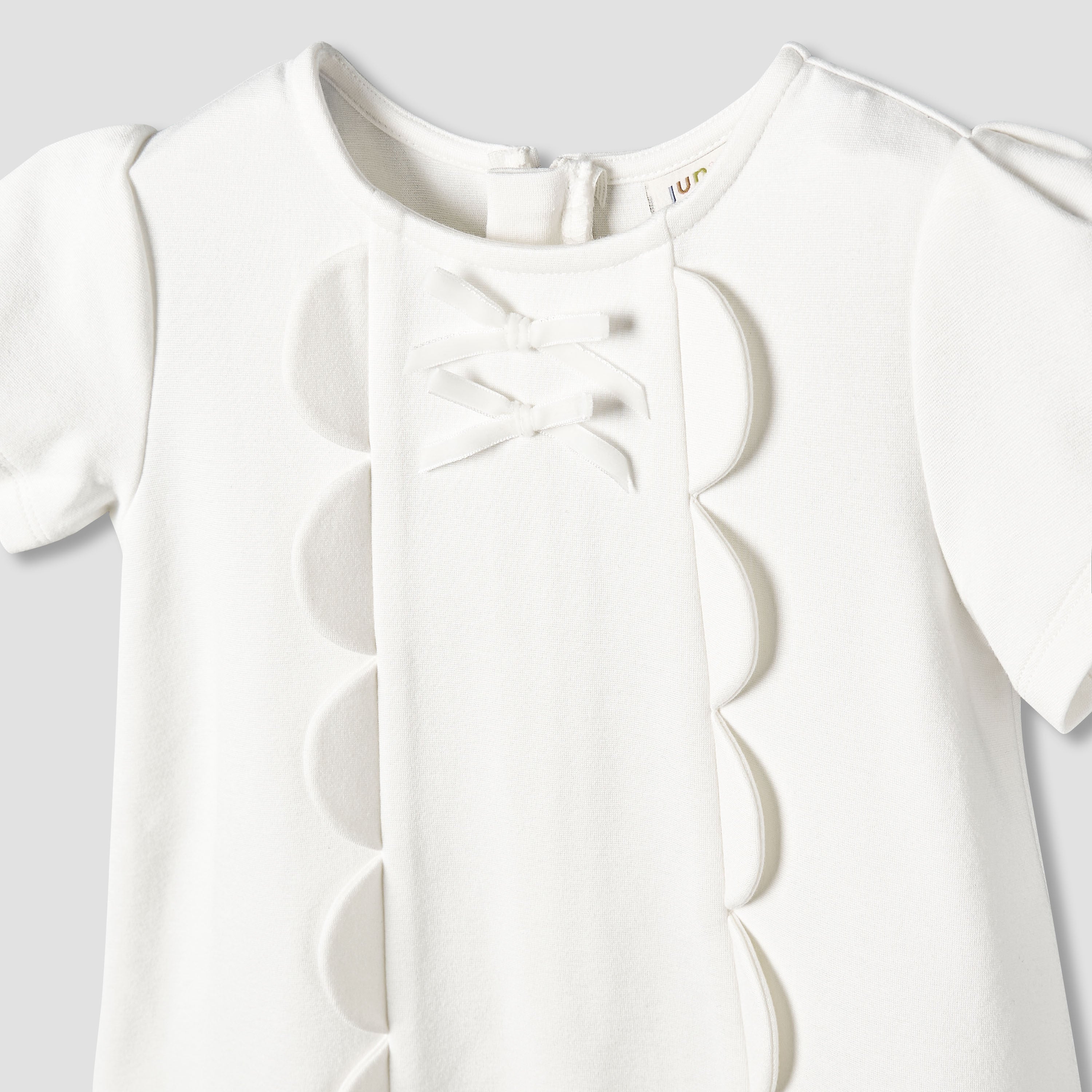 Juniors Round Neck Short Sleeves A-Line Dress with Zip Closure