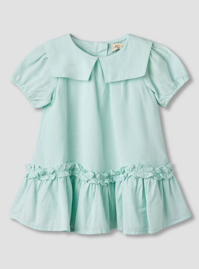 Juniors Sailor Collar Long Sleeves Drop Waist Dress with Ruffle Hem-baby-girls-clothing-dressesandjumpsuits-image-2