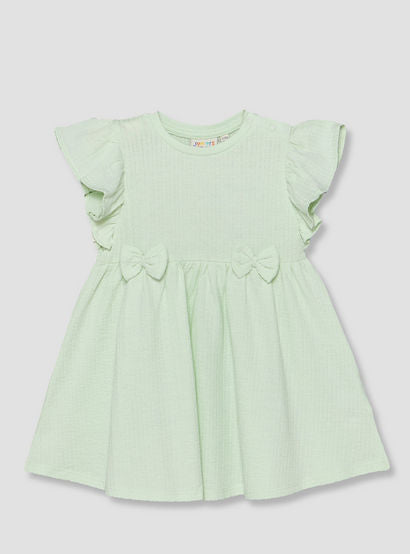 Juniors Round Neck Short Sleeves A-line Dress with Bow Accents-baby-girls-clothing-dressesandjumpsuits-image-2