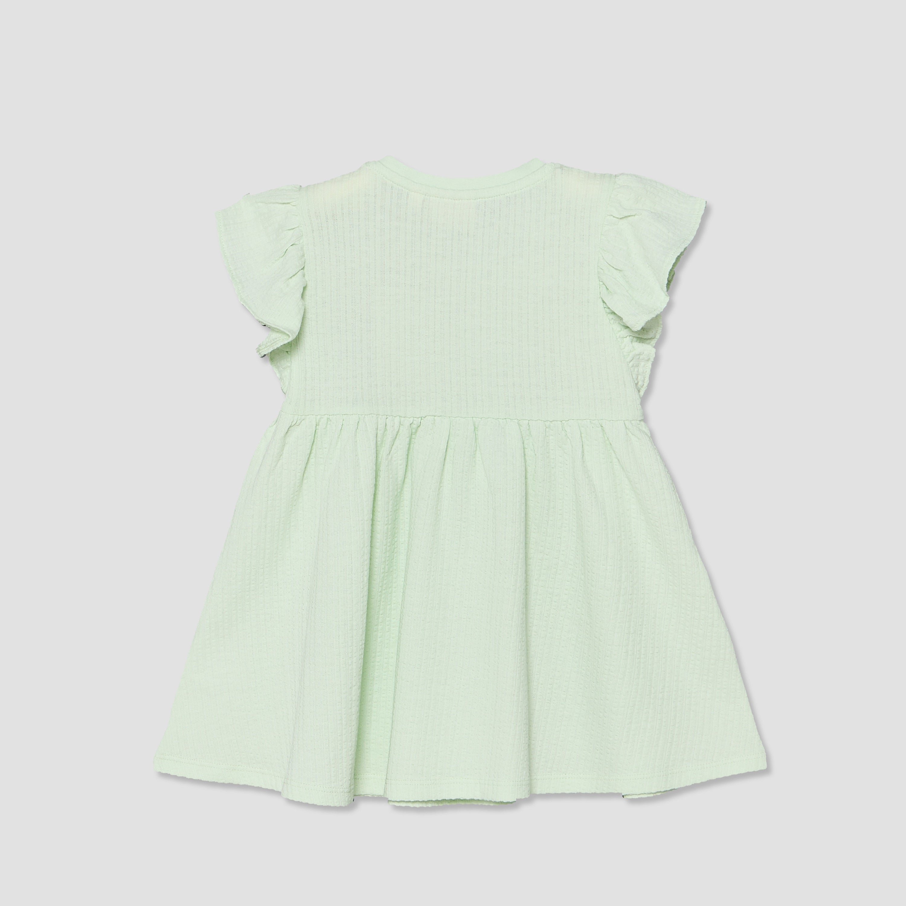 Juniors Round Neck Short Sleeves A-line Dress with Bow Accents