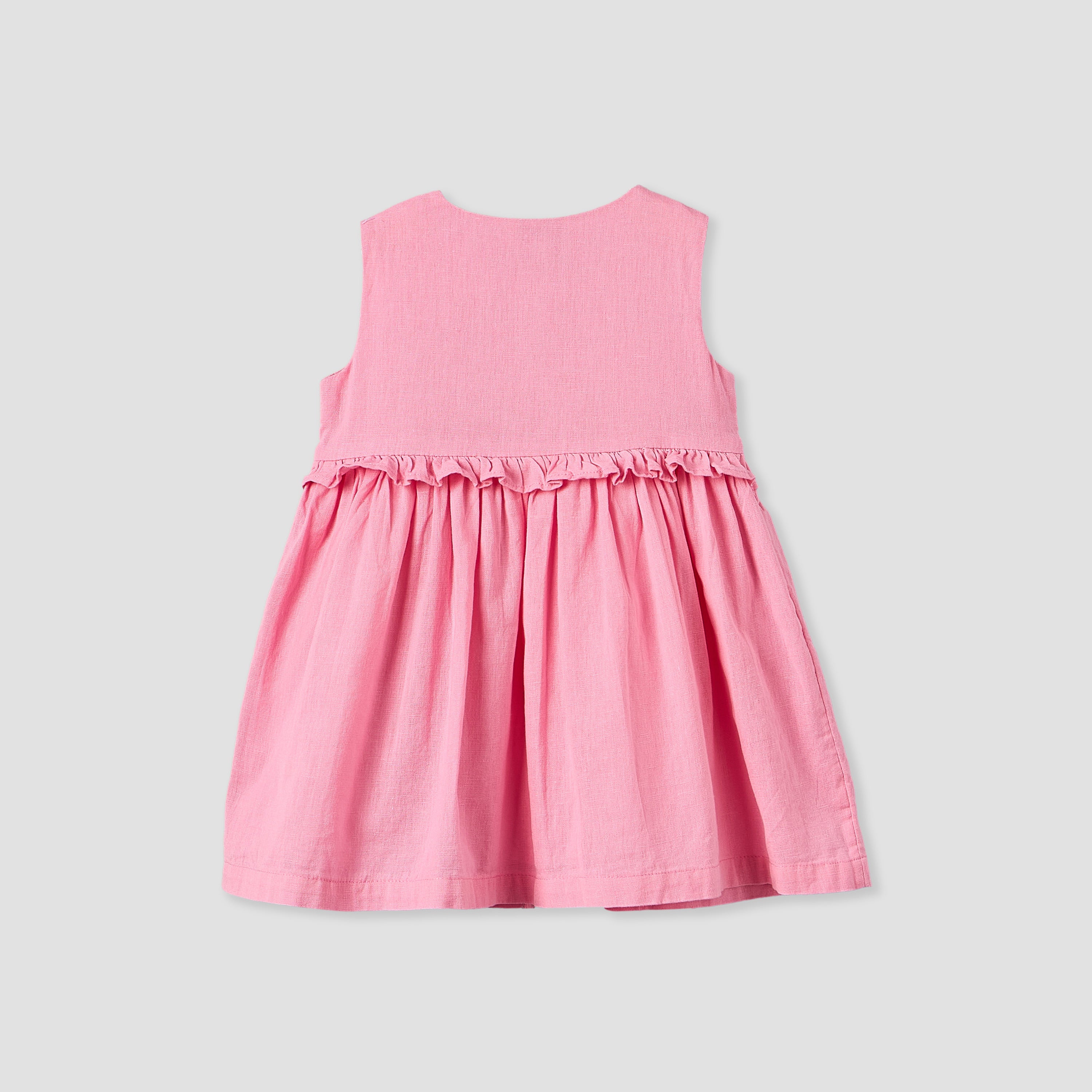 Juniors Round Neck Sleeveless Knee Length A-line Dress with Front Pockets