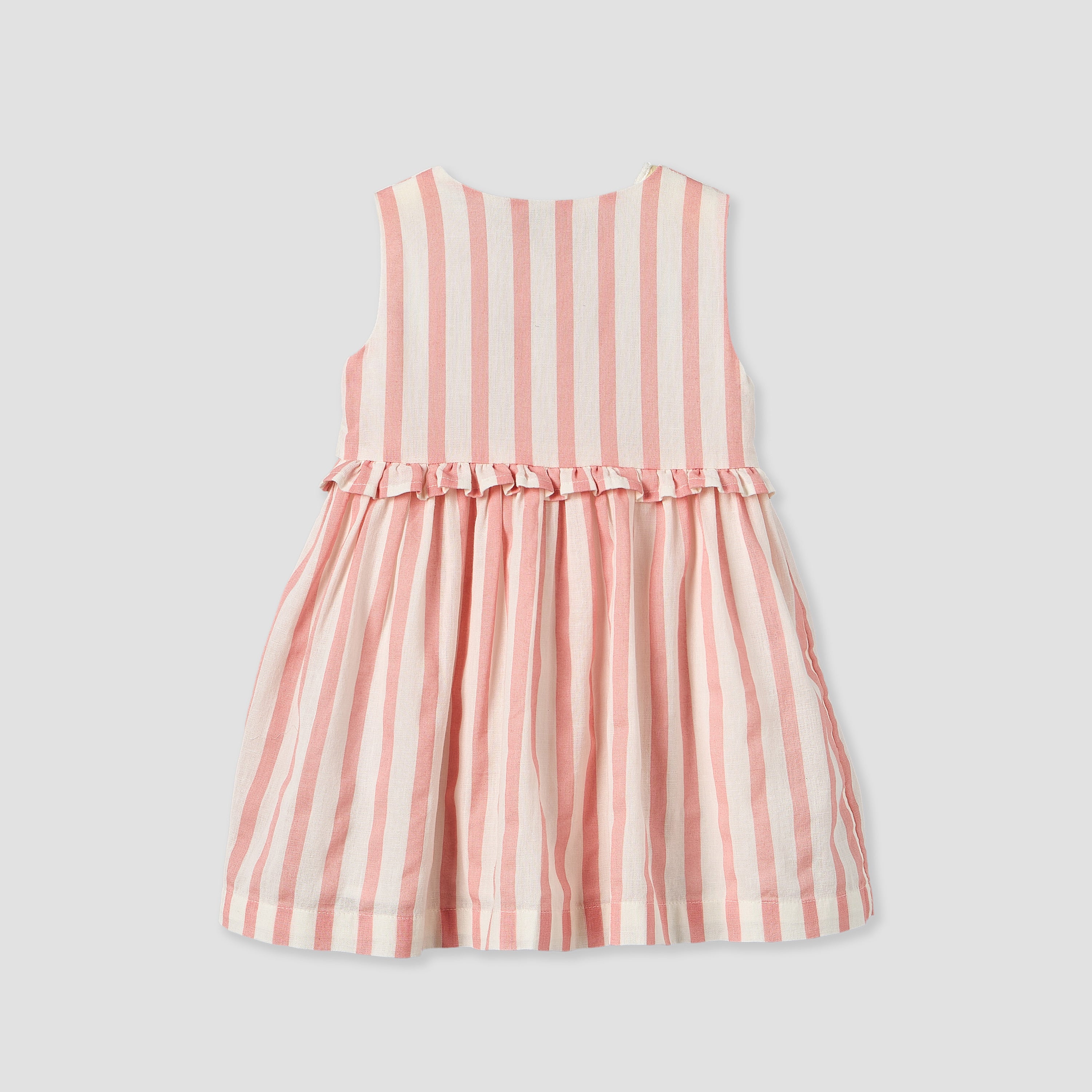 Juniors Round Neck Sleeveless Knee Length A-line Dress with Stripes