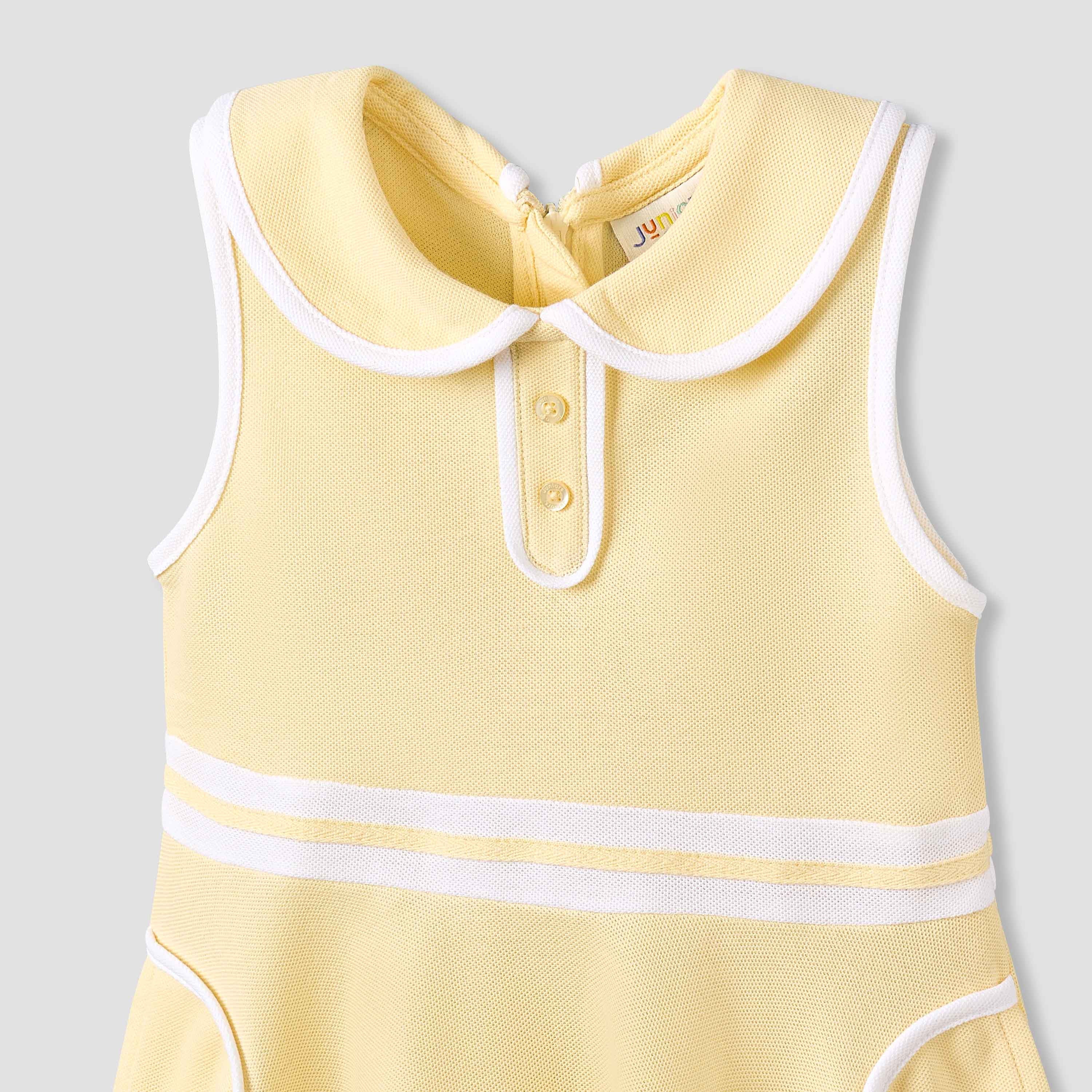 Juniors Peter Pan Collar Sleeveless Knee Length Dress with Zip Closure