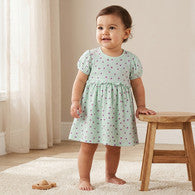 Juniors Round Neck Short Sleeves Knee Length Dress with Floral Print-undefined-image-1