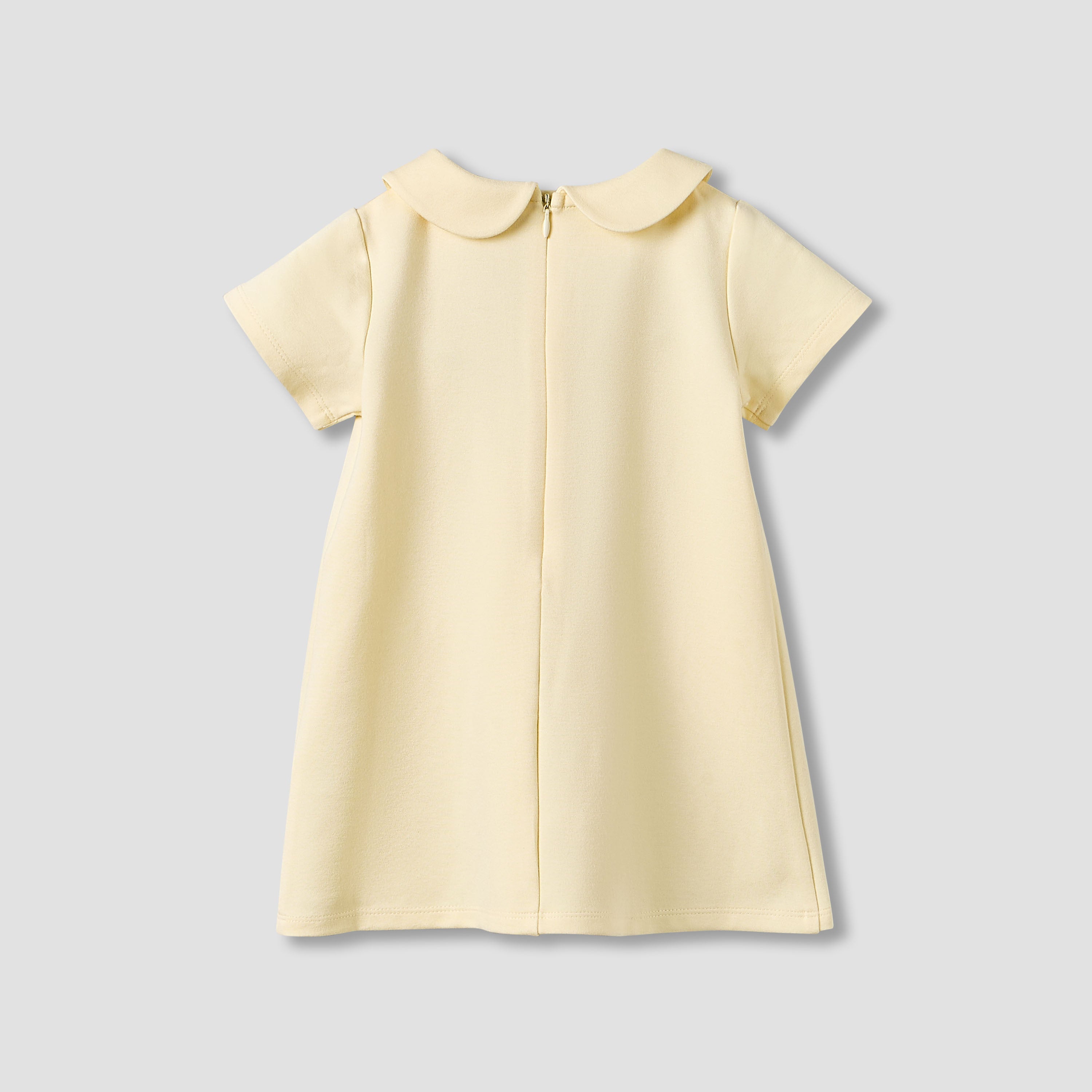 Juniors Peter Pan Collar Short Sleeve Dress with Bow Accent