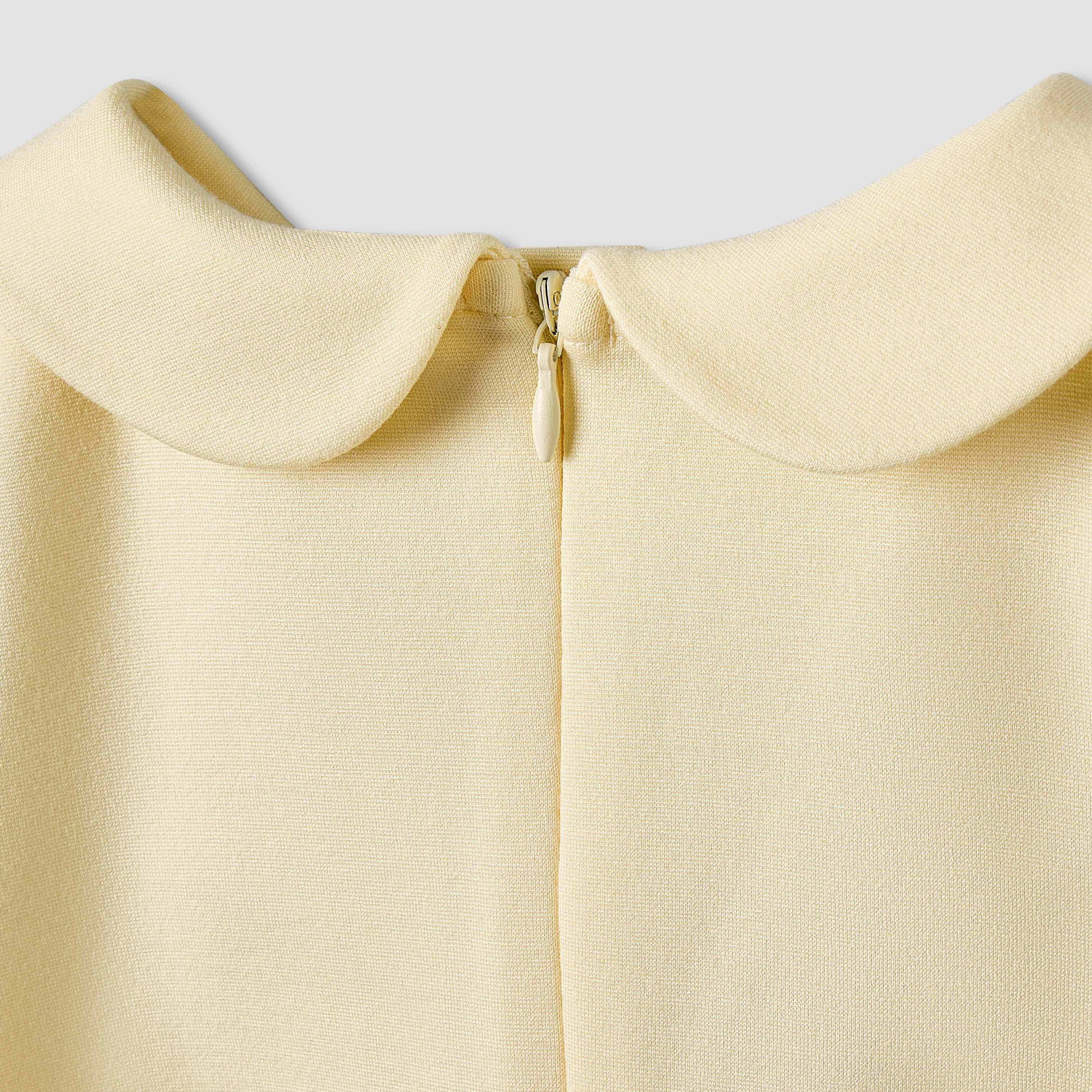 Juniors Peter Pan Collar Short Sleeve Dress with Bow Accent