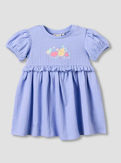 Juniors Round Neck Short Sleeves A-line Dress with Print-baby-girls-clothing-dressesandjumpsuits-image-2