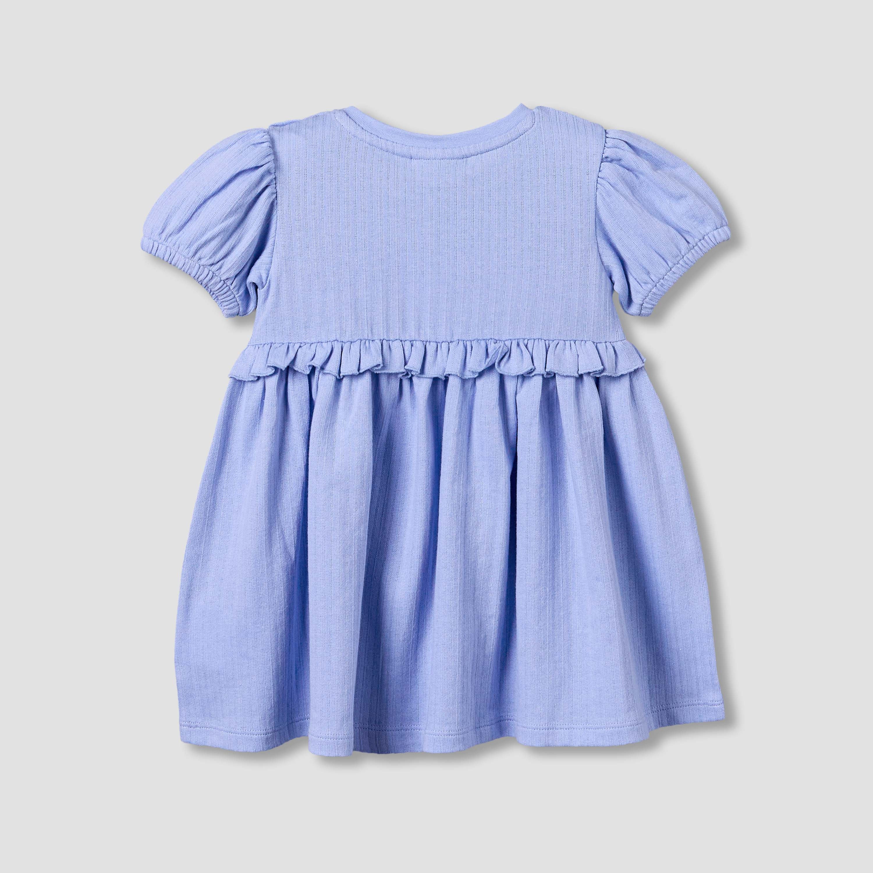 Juniors Round Neck Short Sleeves A-line Dress with Print