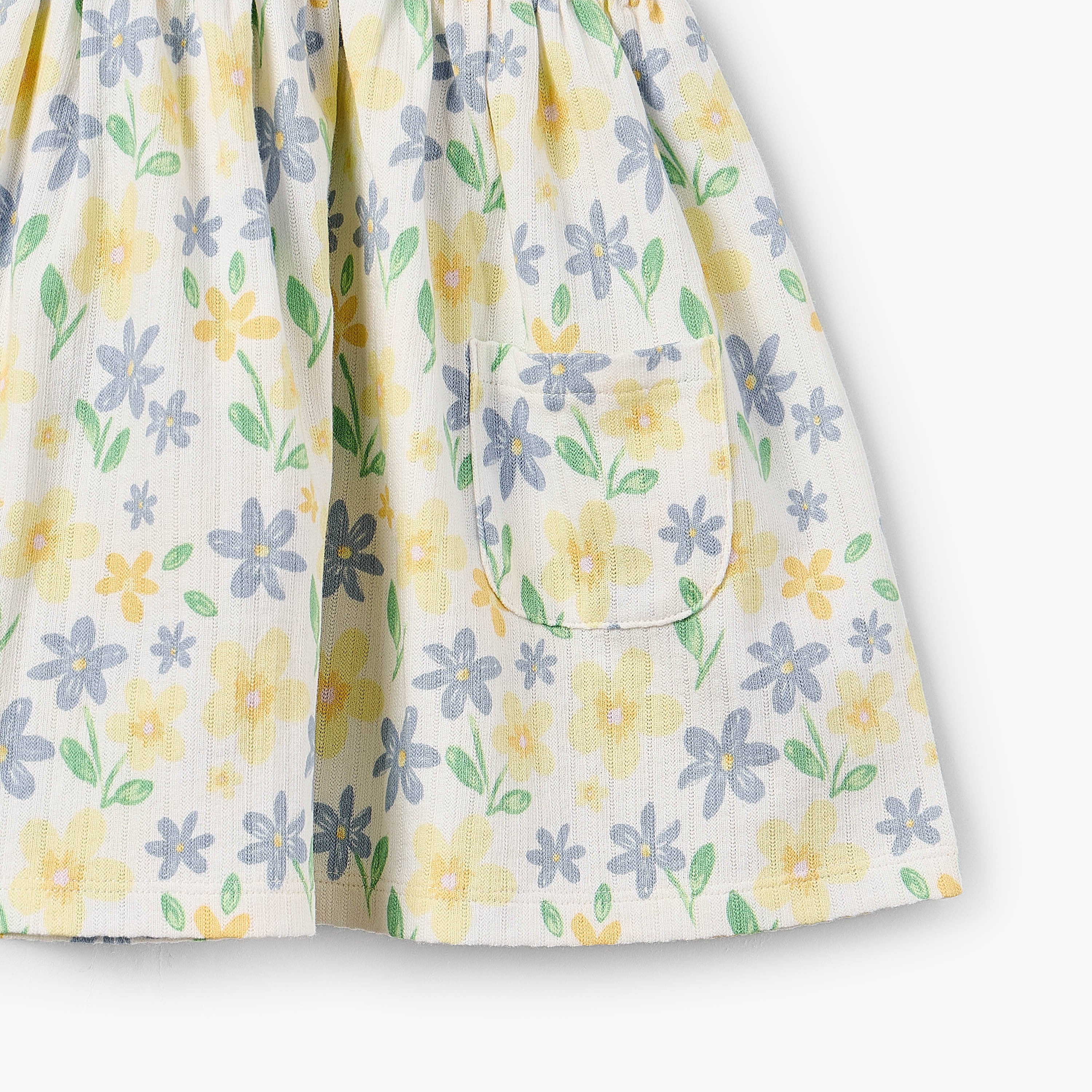 Juniors Round Neck Sleeveless Knee Length A-line Dress with Floral Print