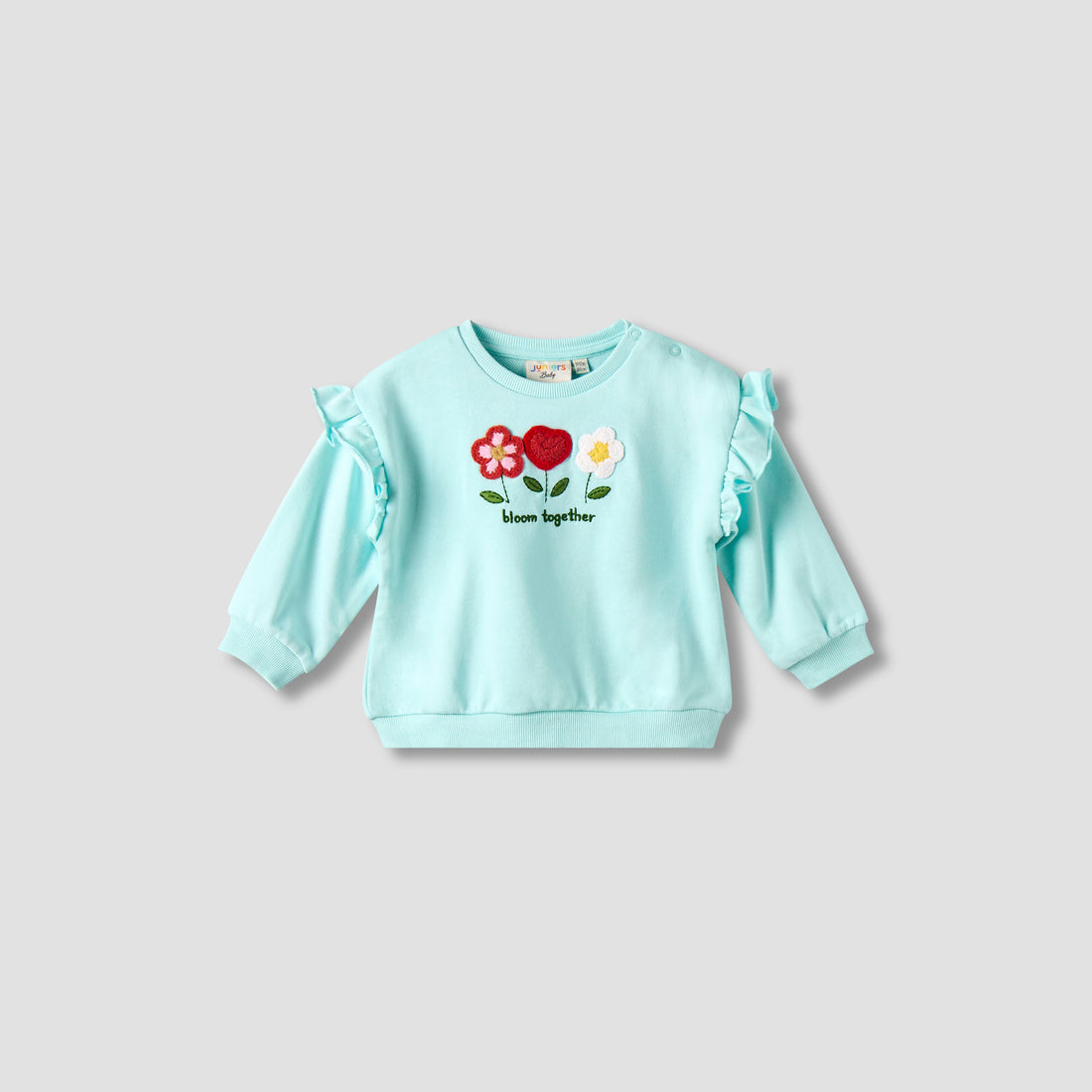 Juniors Bow Print Sweatshirt with Long Sleeves