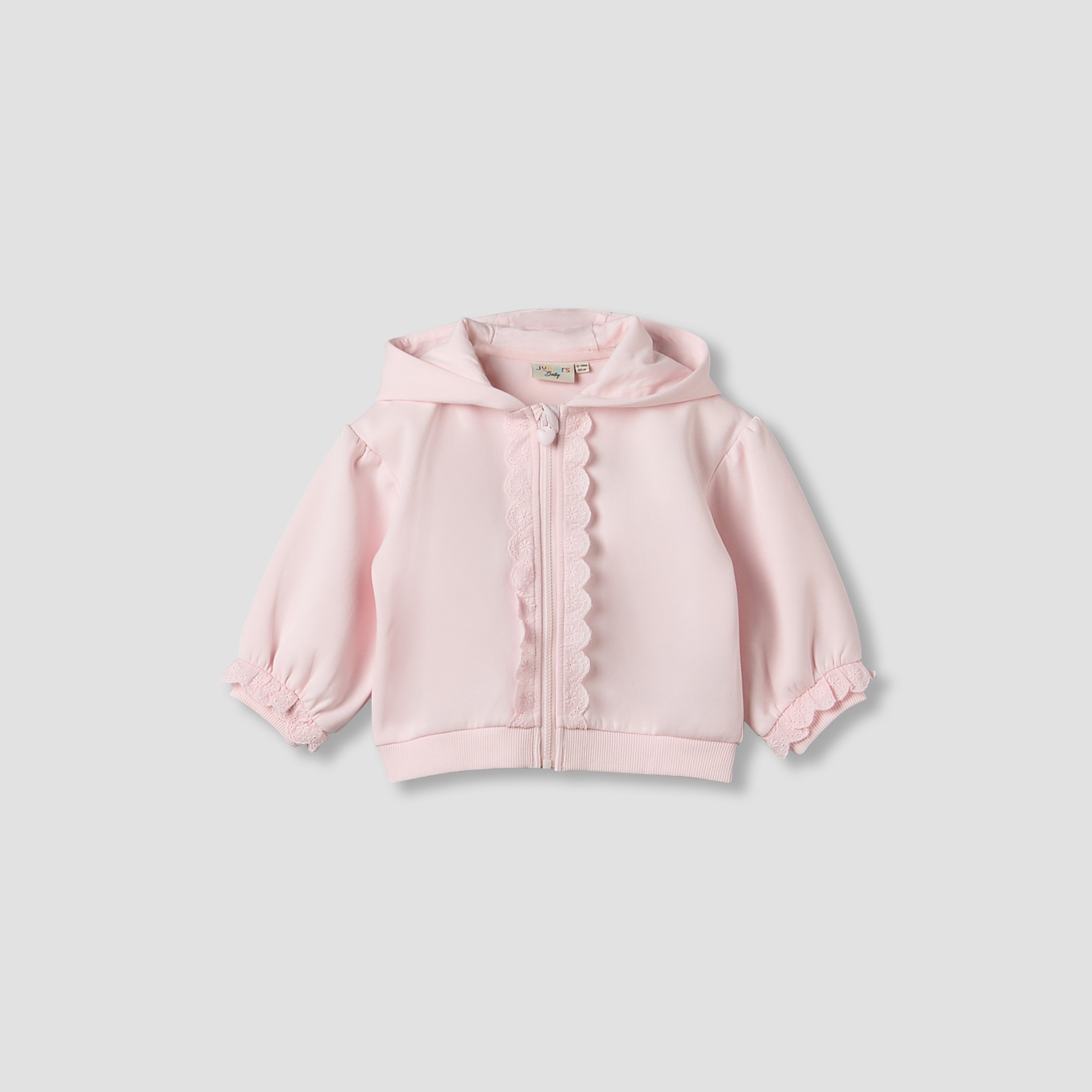 Juniors Hooded Long Sleeves Sweatshirt and Pants Set with Lace Detail