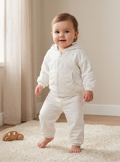 Juniors Hooded Long Sleeve Jacket and Joggers Set with Glitter Print-baby-girls-clothing-setsandcoords-image-1