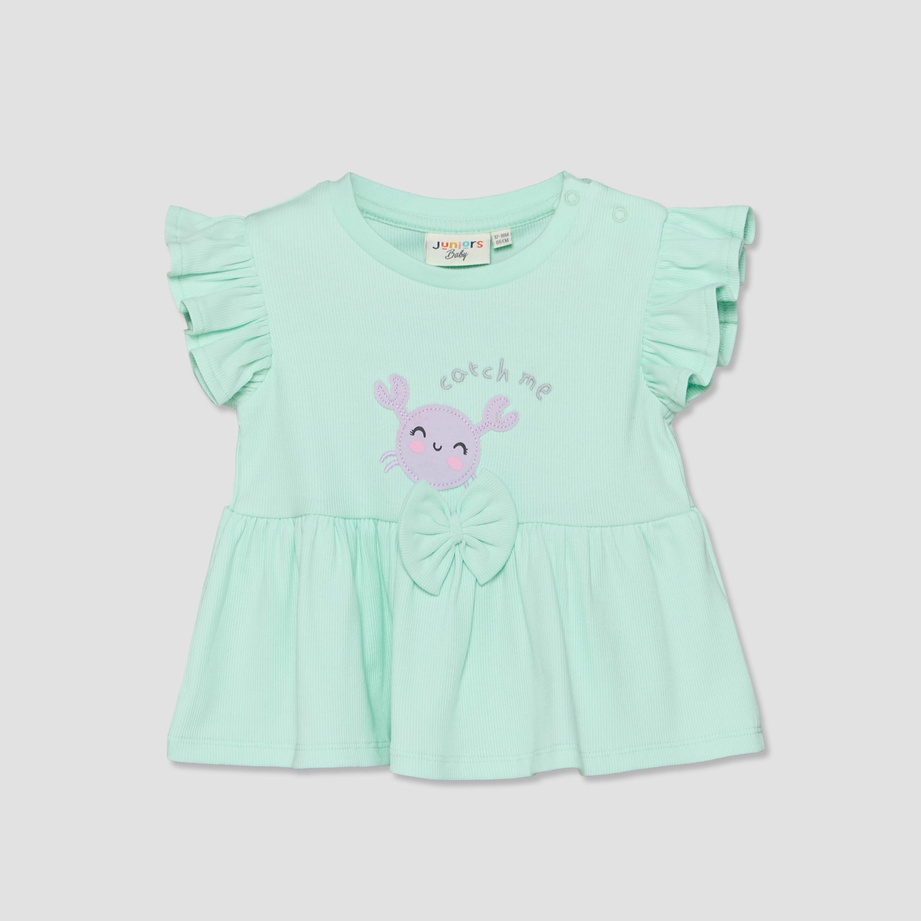 Juniors Crew Neck Short Sleeves Top and Shorts Set with Crab Applique