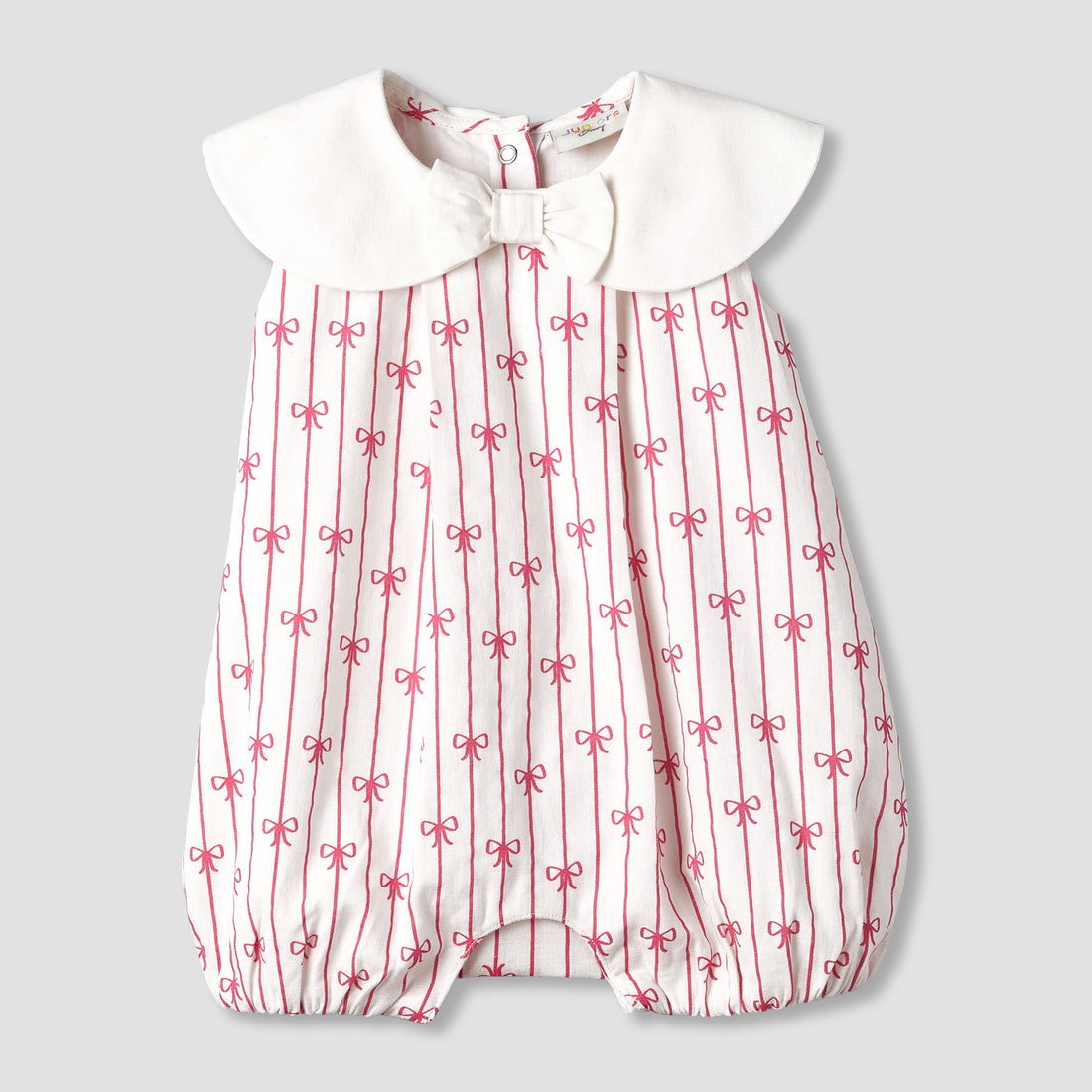 Juniors Peter Pan Collar Sleeveless Romper with Bow Print - Multicolour / 12-18 mths