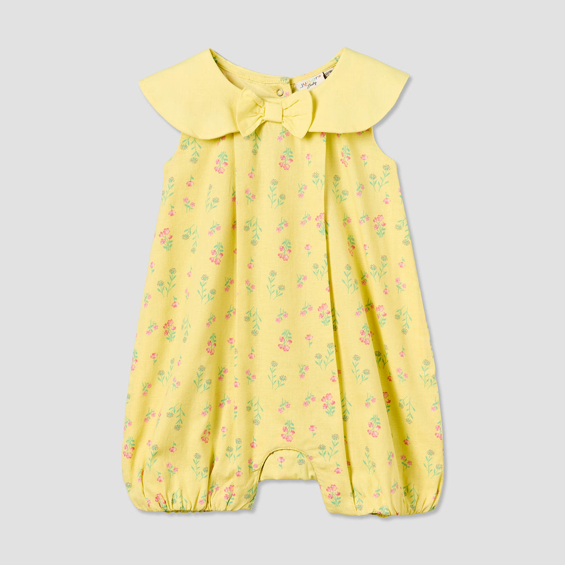 Juniors Peter Pan Collar Sleeveless Romper with Floral Print - Multicolour / 12-18 mths