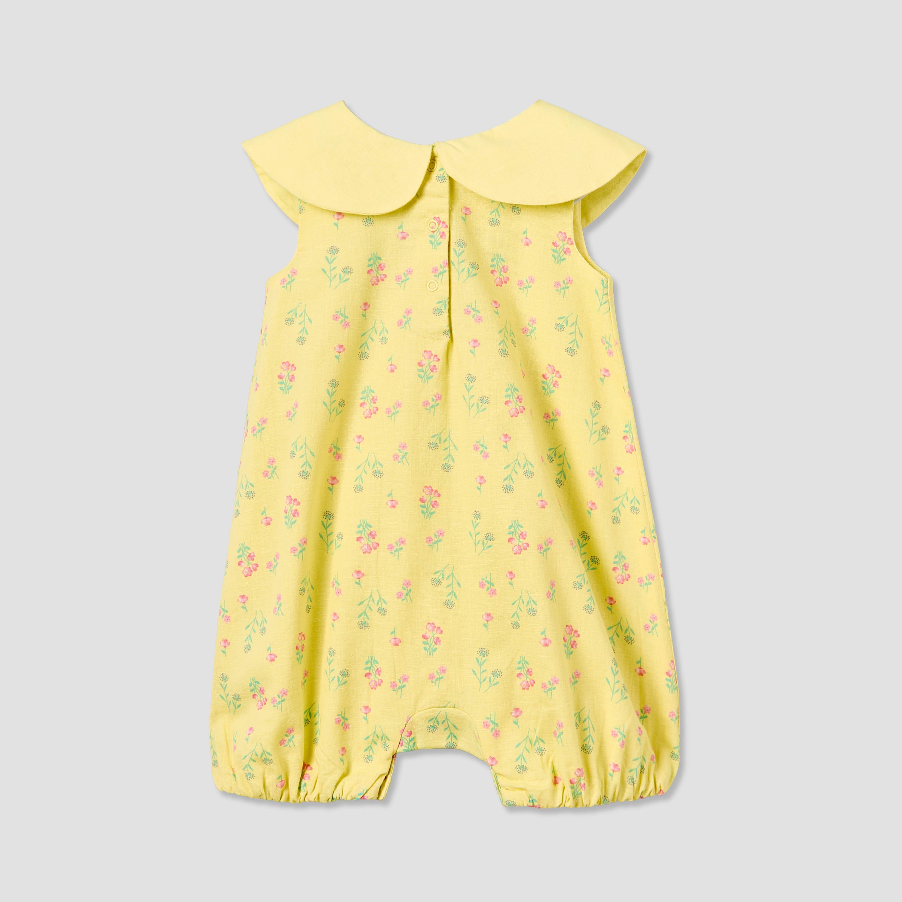 Juniors Peter Pan Collar Sleeveless Romper with Floral Print