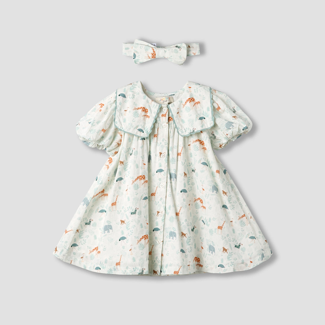 Juniors Sailor Collar Short Sleeve Dress with Bow Hairband