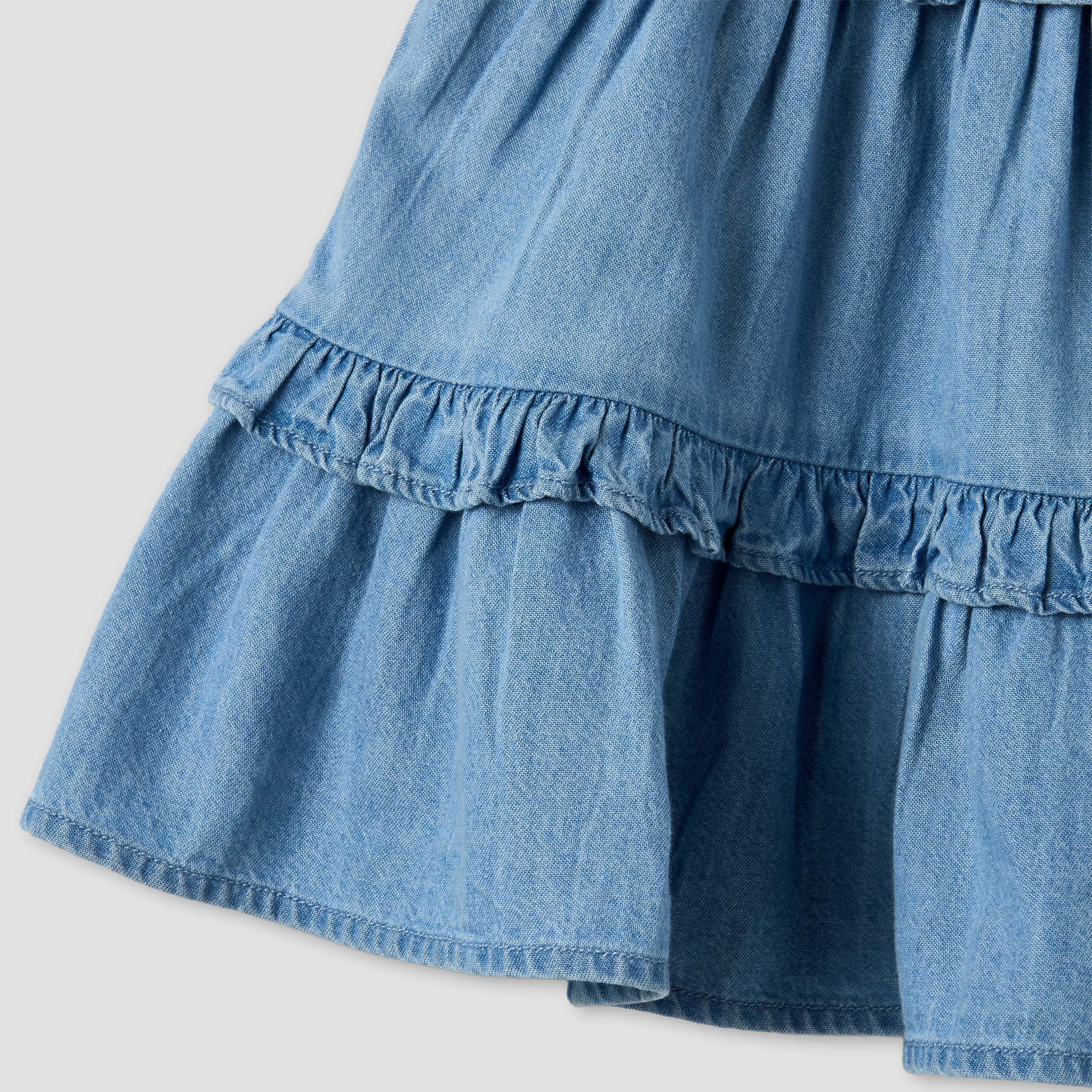 Juniors Round Neck Short Sleeves Tiered Dress with Headband