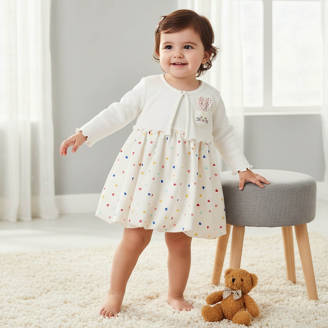 Juniors Round Neck Sleeveless Dress with Bolero Jacket - White / 12-18 mths