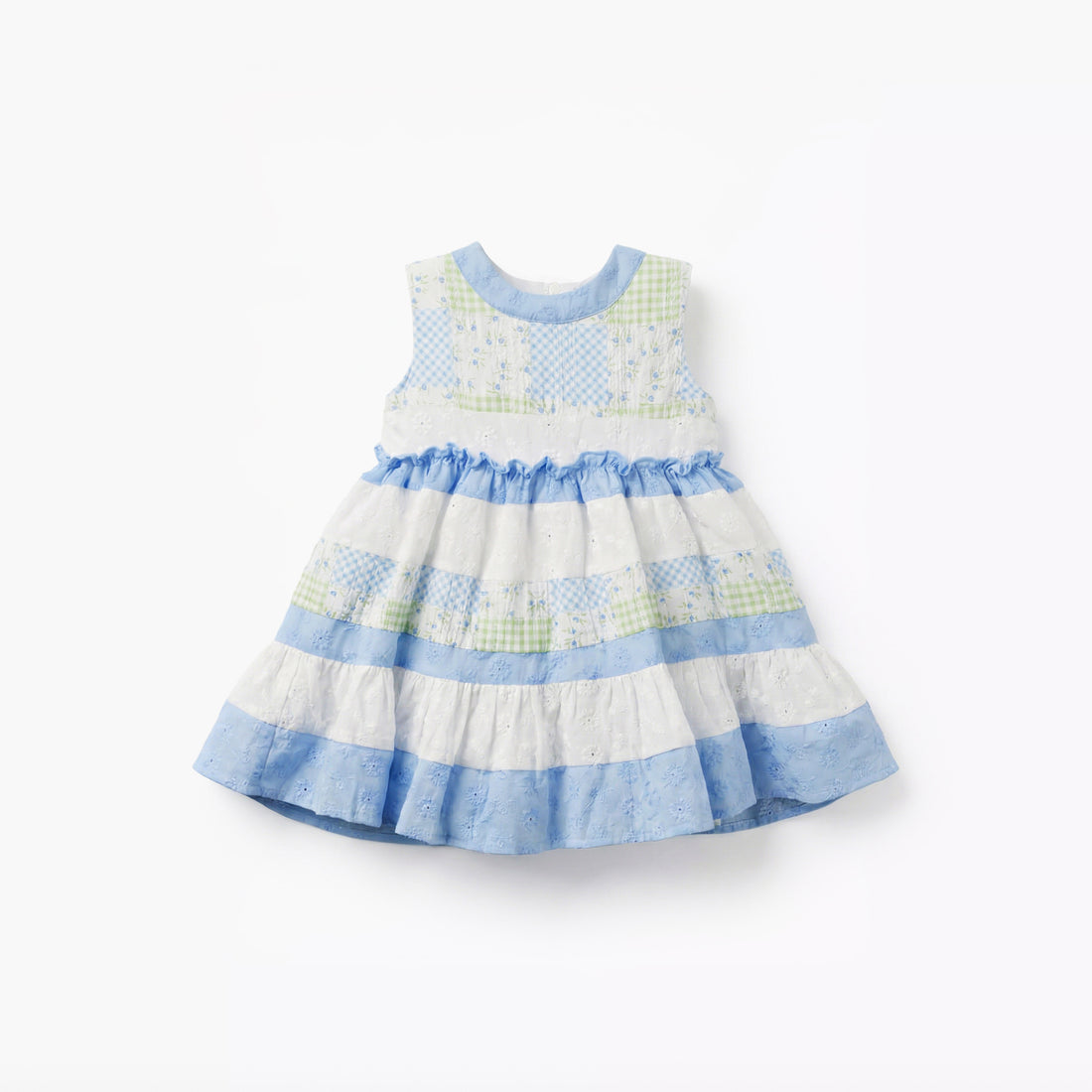 Juniors Round Neck Sleeveless Dress with Print - Blue / 12-18 mths